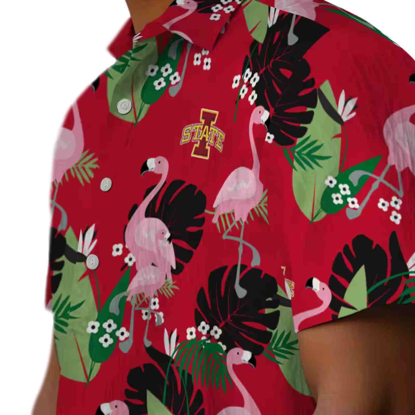 iowa state cyclones flamingo leaf motif red hawaiian shirt trendy