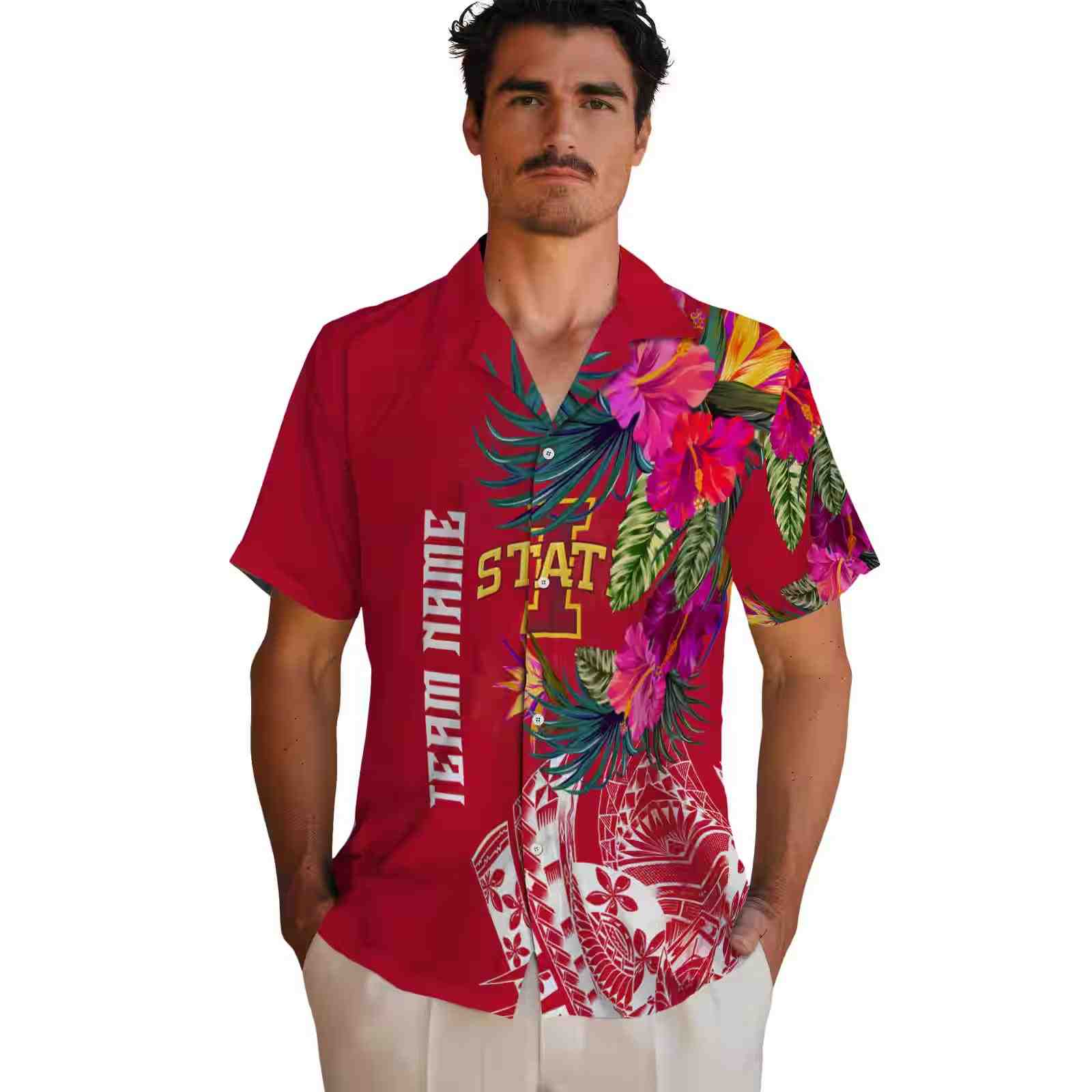 iowa state cyclones floral polynesian red hawaiian shirt fashion forward