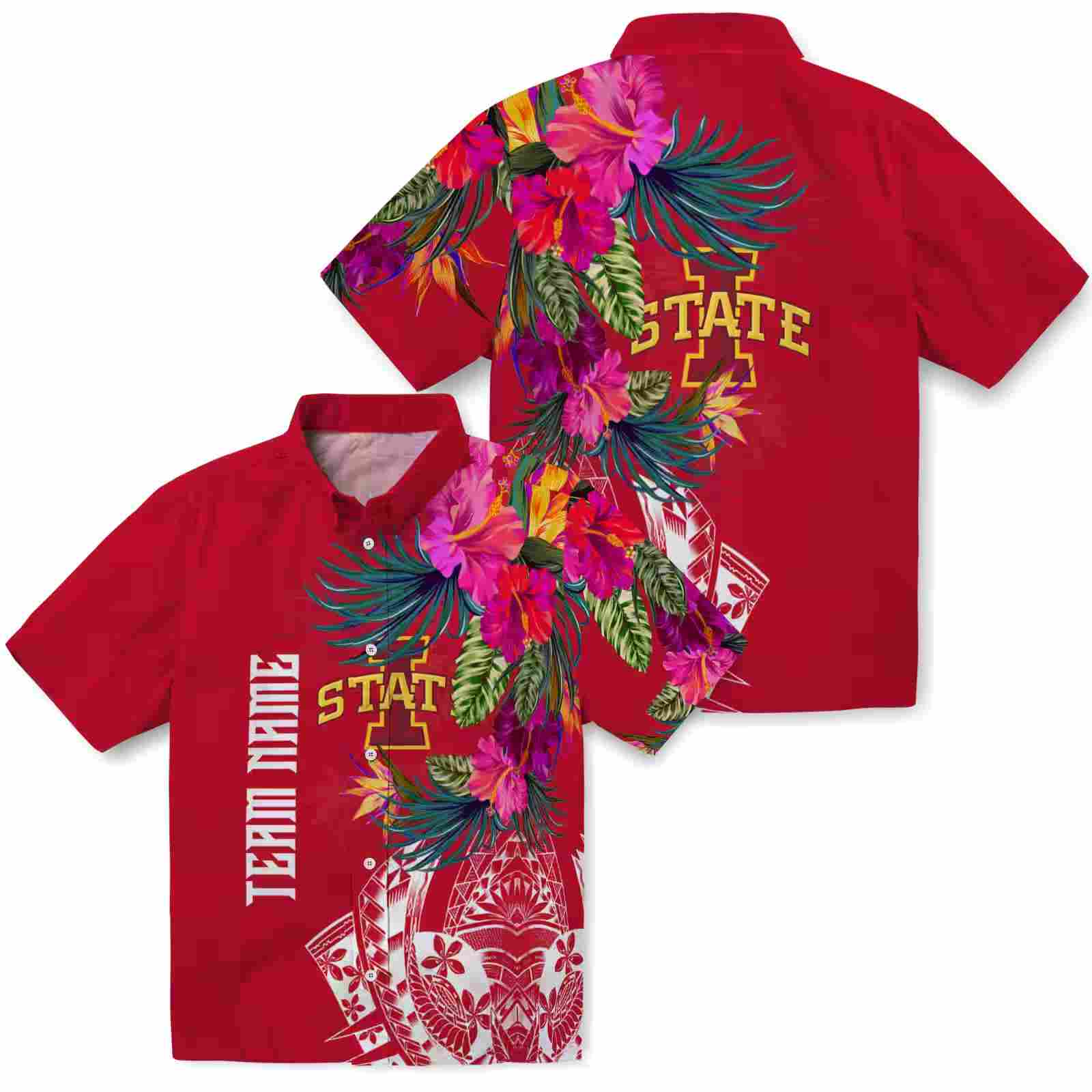 iowa state cyclones floral polynesian red hawaiian shirt high quality