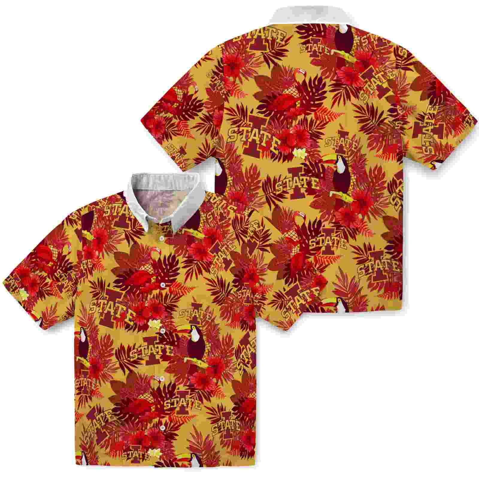 iowa state cyclones floral toucan red hawaiian shirt high quality