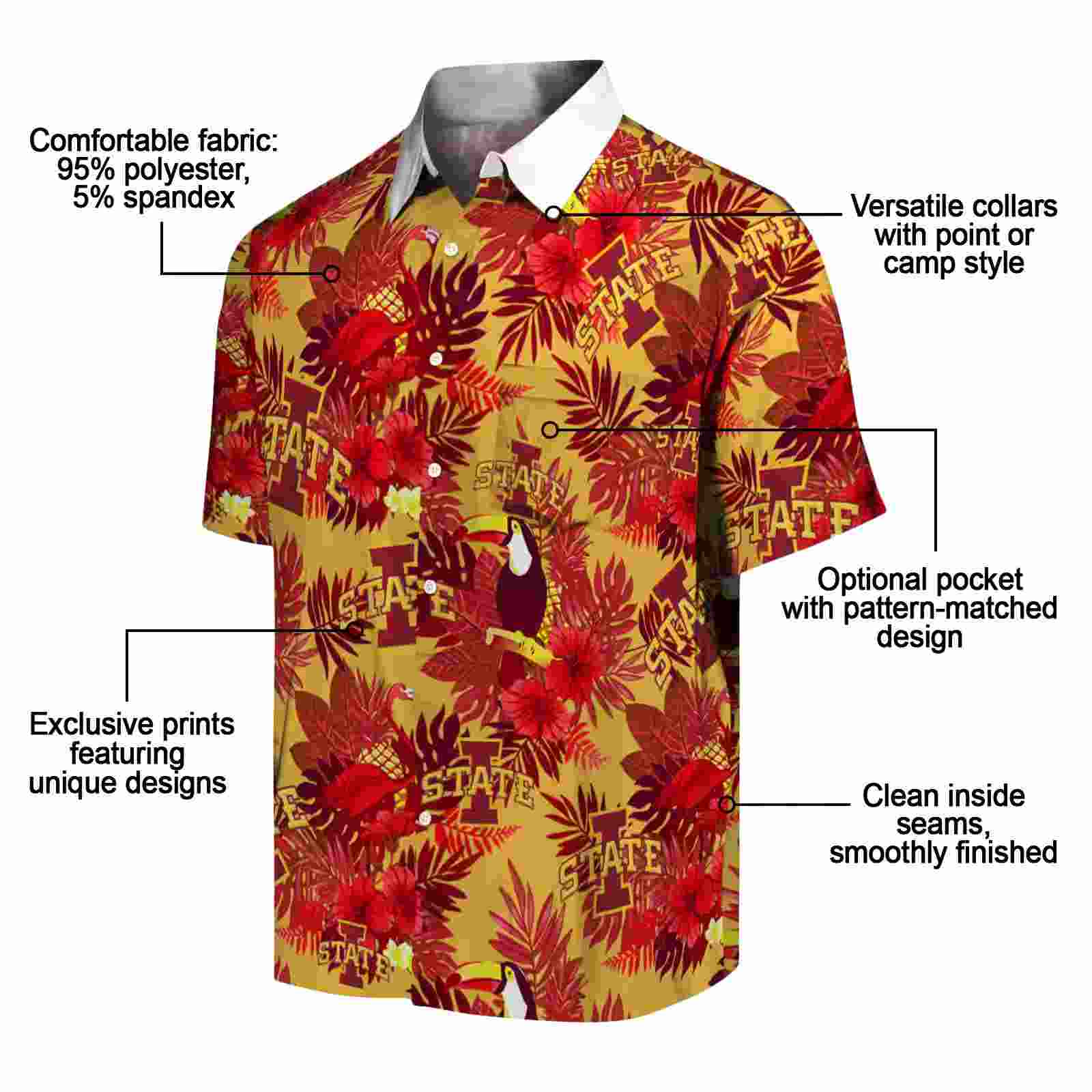 iowa state cyclones floral toucan red hawaiian shirt new arrival