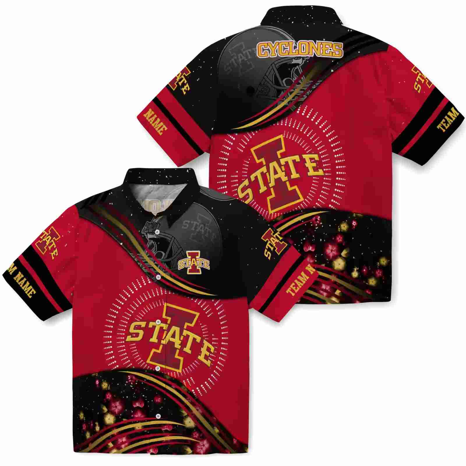 iowa state cyclones football wave red black hawaiian shirt high quality