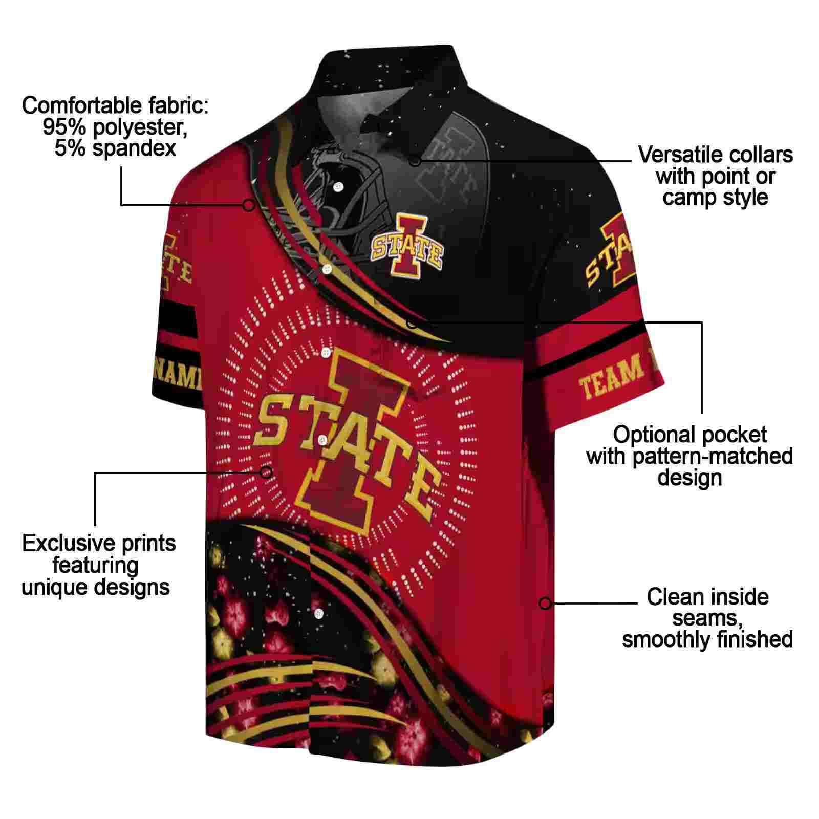 iowa state cyclones football wave red black hawaiian shirt new arrival