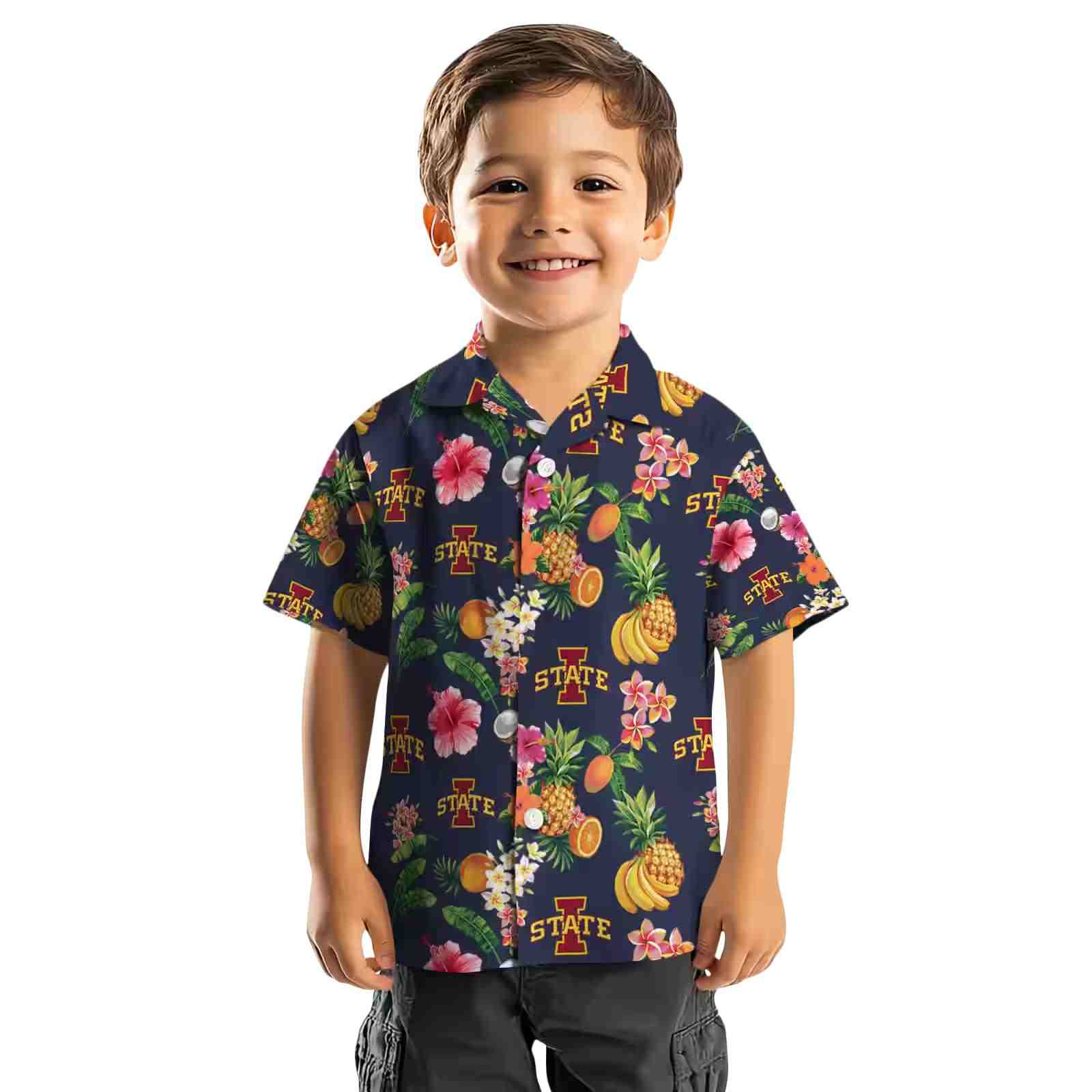 iowa state cyclones hibiscus and fruit navy blue hawaiian shirt top rated