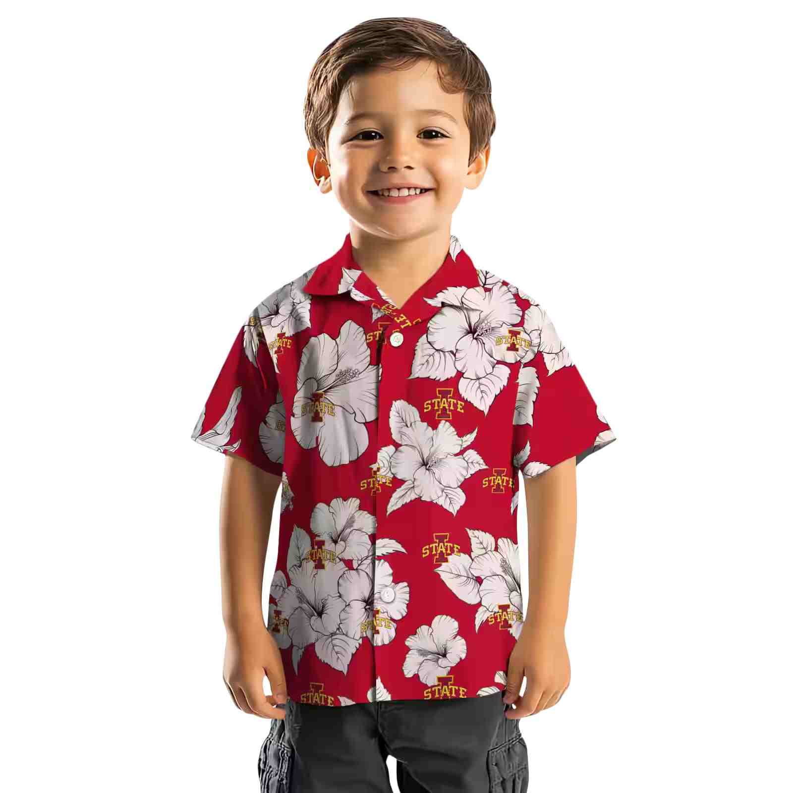 iowa state cyclones hibiscus blooms red white hawaiian shirt top rated