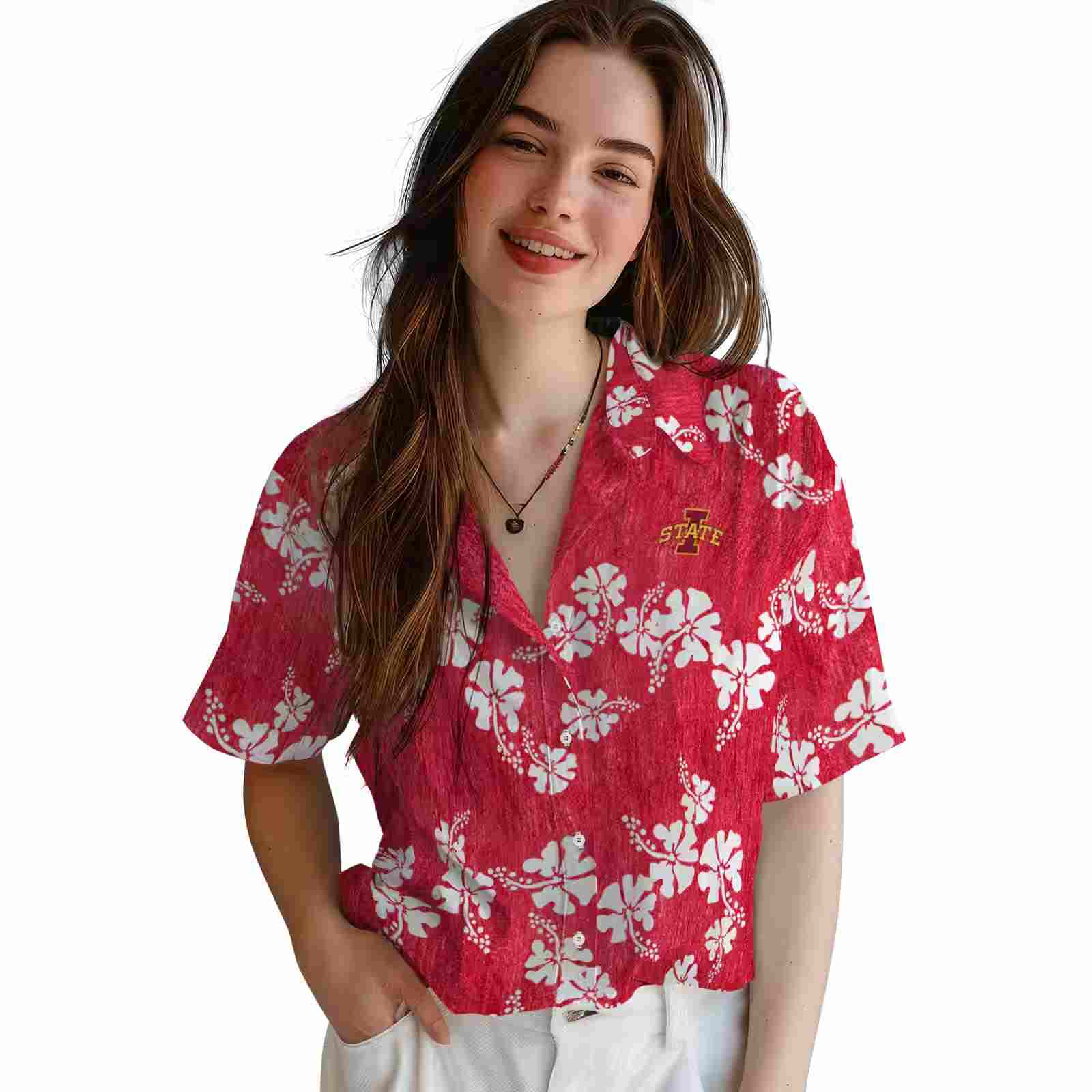 iowa state cyclones hibiscus clusters red hawaiian shirt latest model