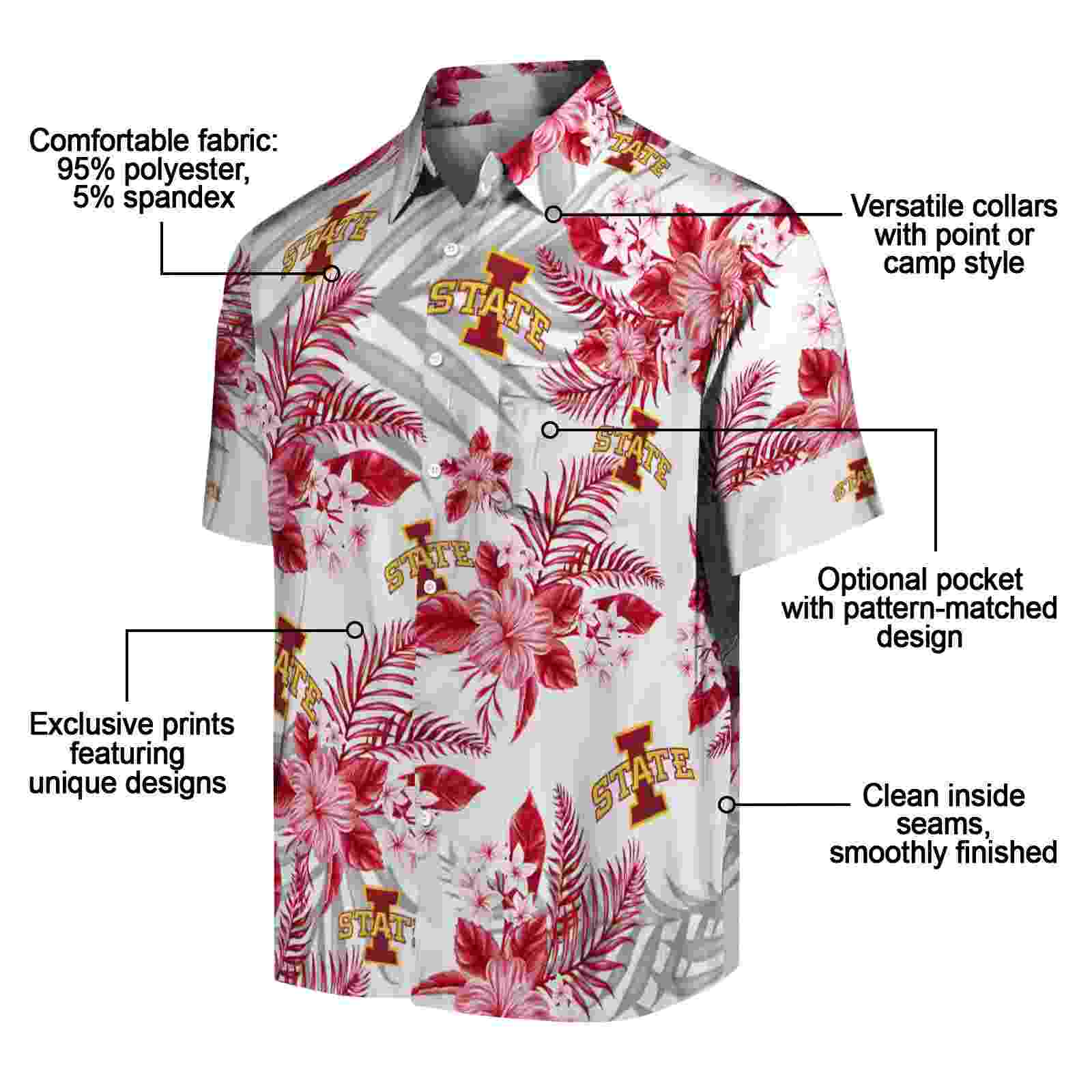 iowa state cyclones hibiscus palm leaves red white hawaiian shirt new arrival