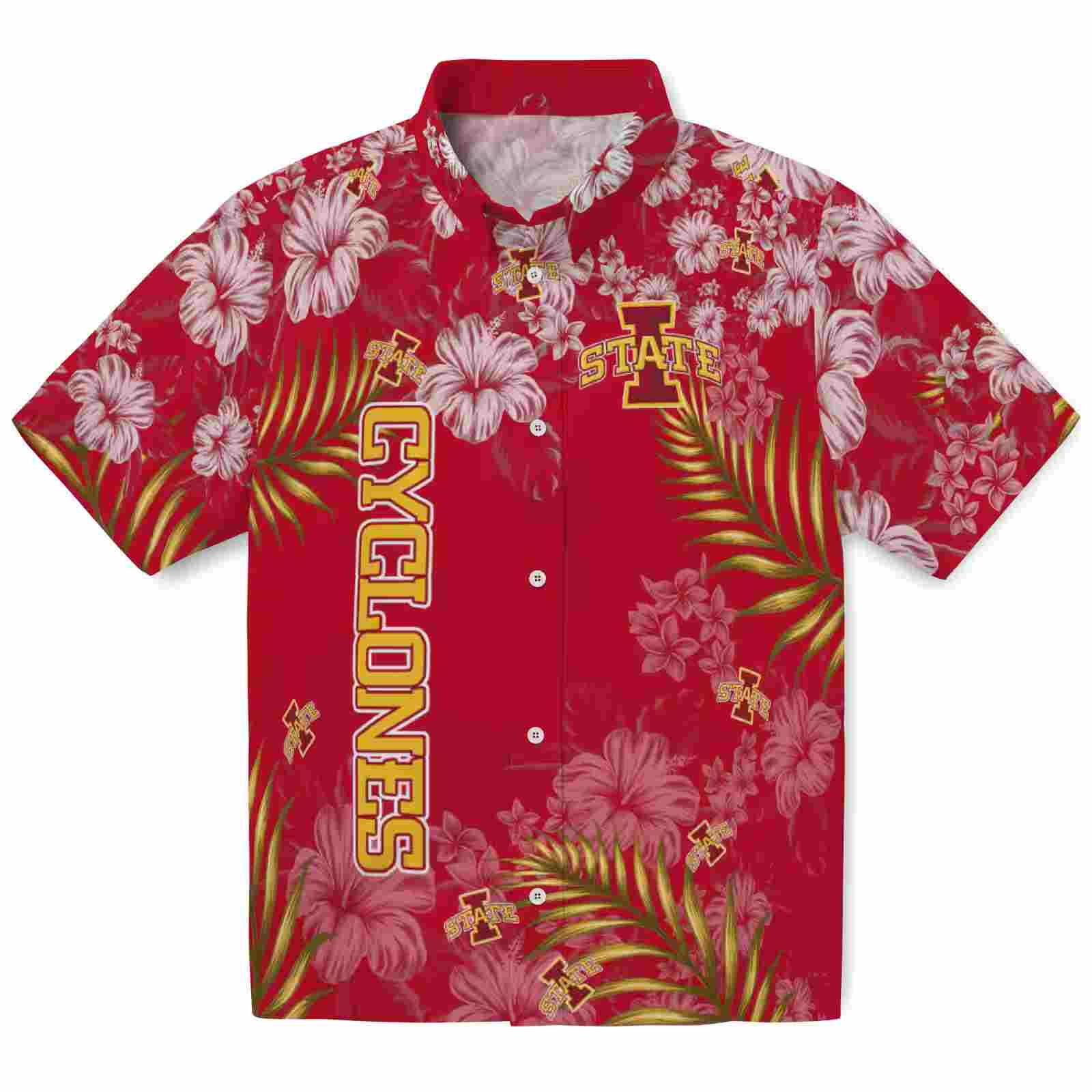 Iowa State Cyclones Hibiscus Print Red Hawaiian Shirt