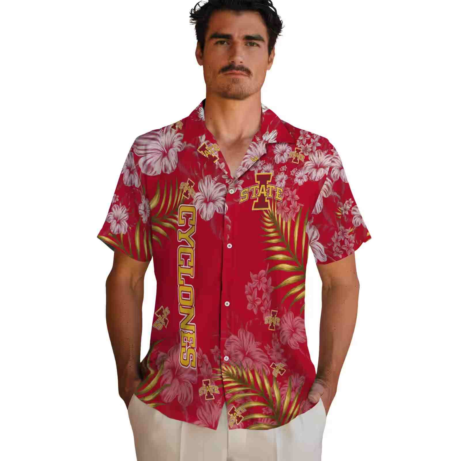 iowa state cyclones hibiscus print red hawaiian shirt fashion forward