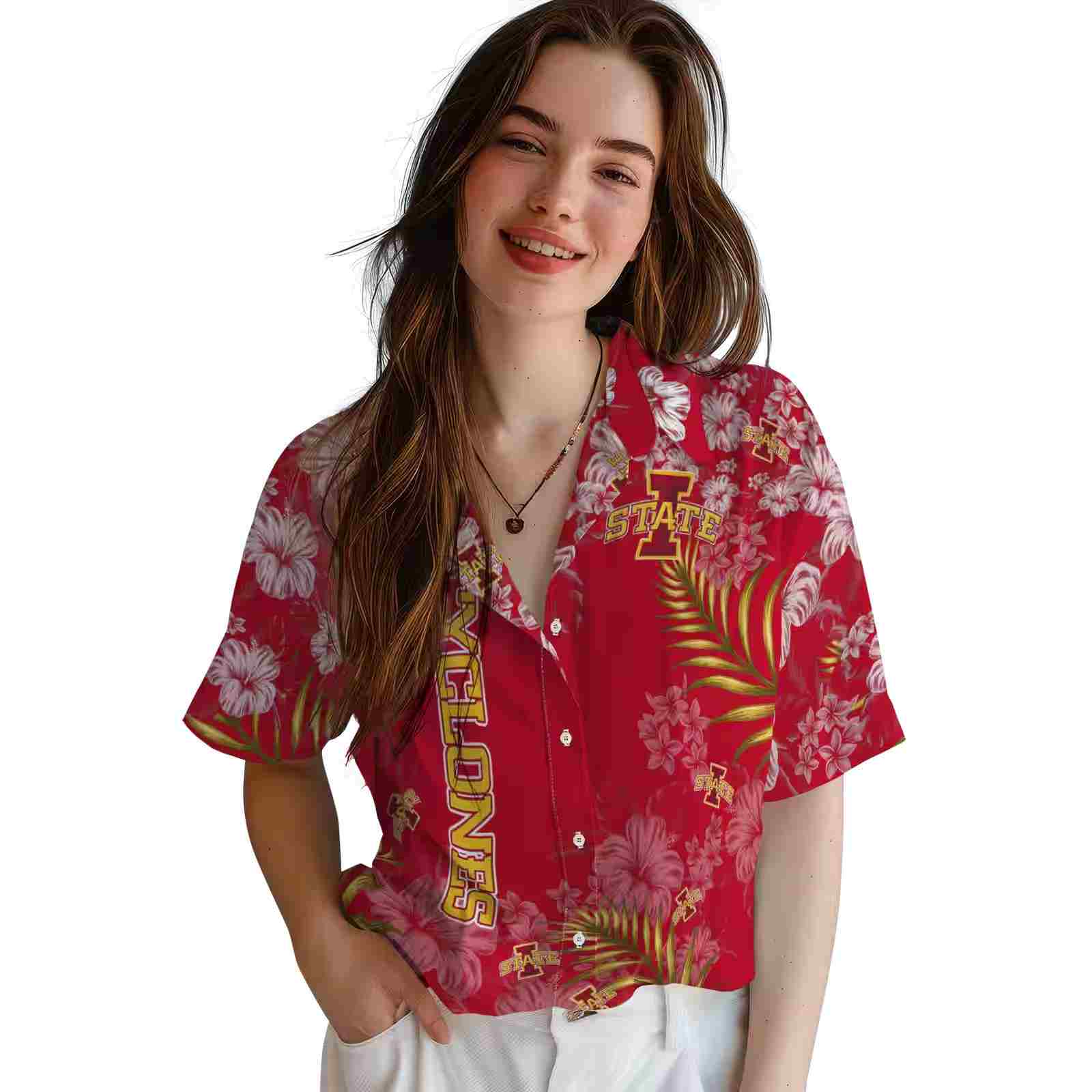 iowa state cyclones hibiscus print red hawaiian shirt latest model