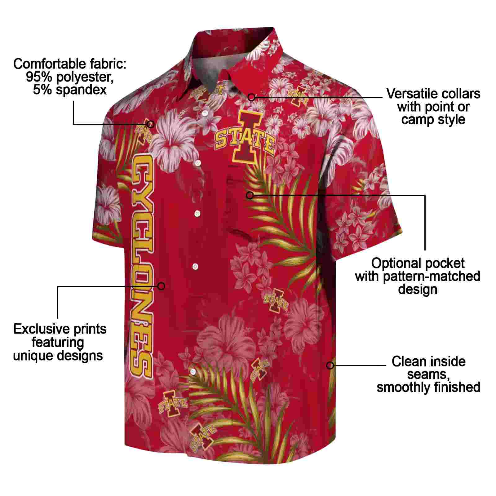 iowa state cyclones hibiscus print red hawaiian shirt new arrival