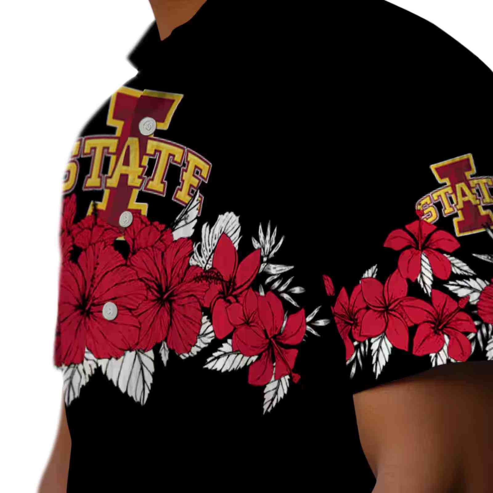 iowa state cyclones hibiscus stripe red black hawaiian shirt trendy