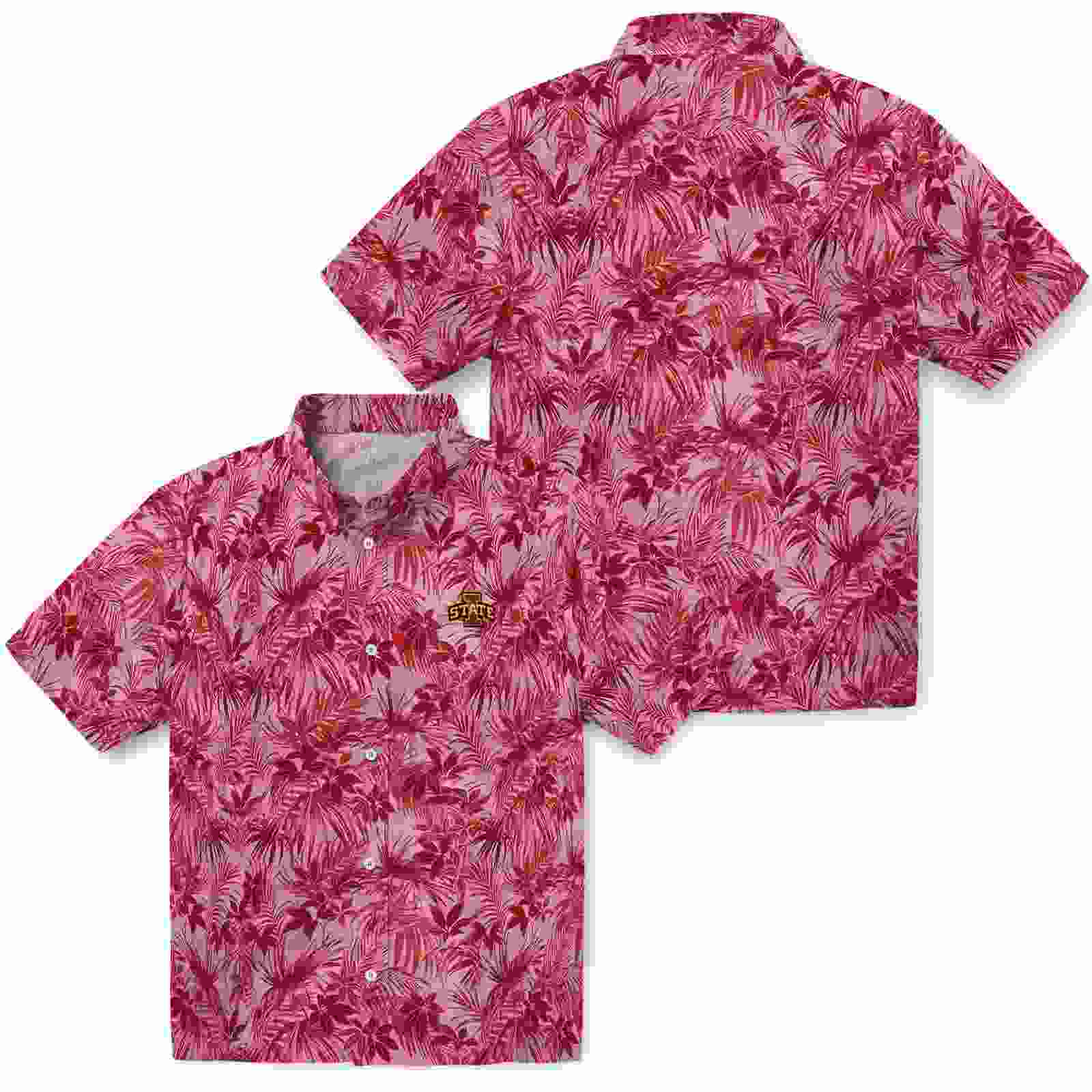 iowa state cyclones leafy pattern red hawaiian shirt high quality