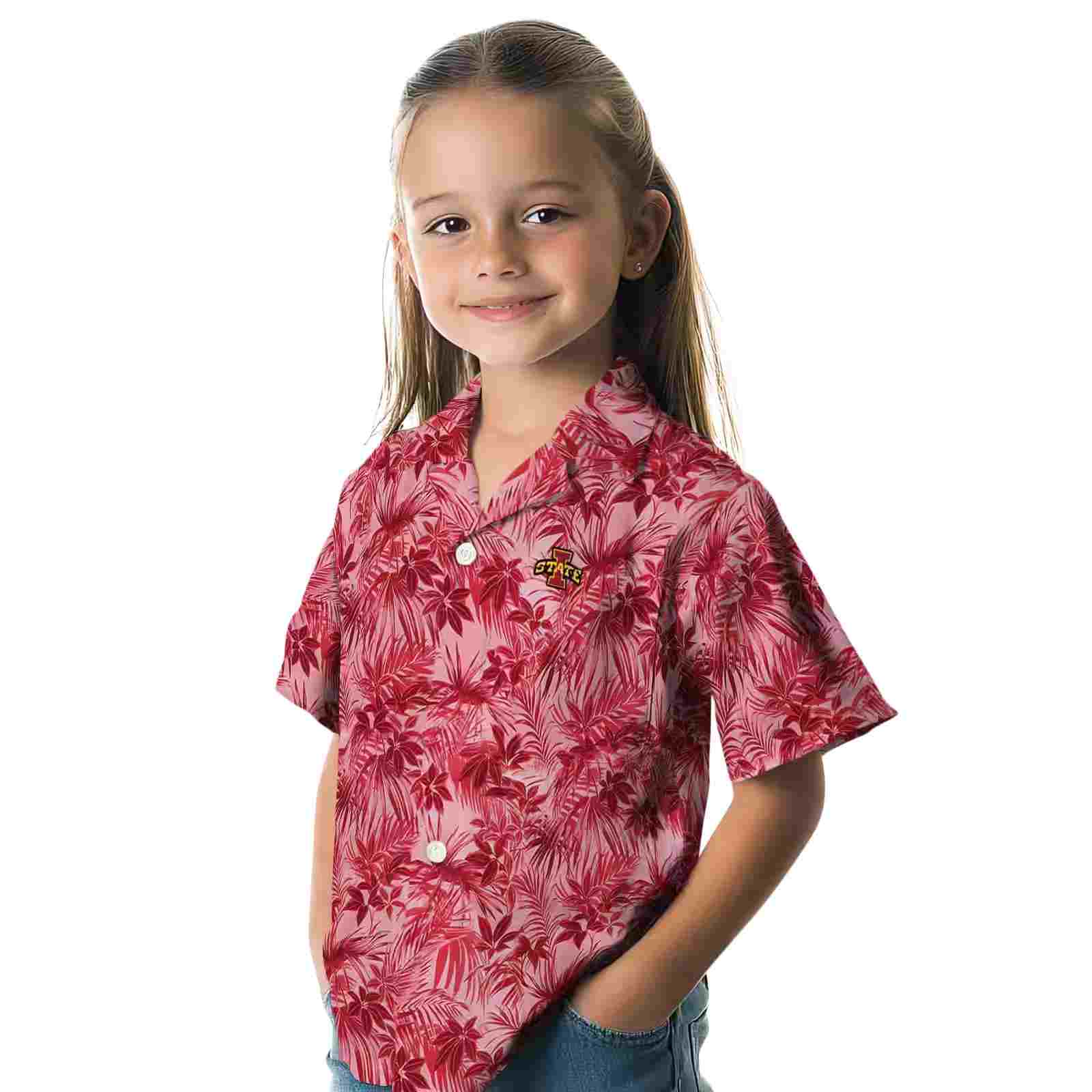 iowa state cyclones leafy pattern red hawaiian shirt premium grade