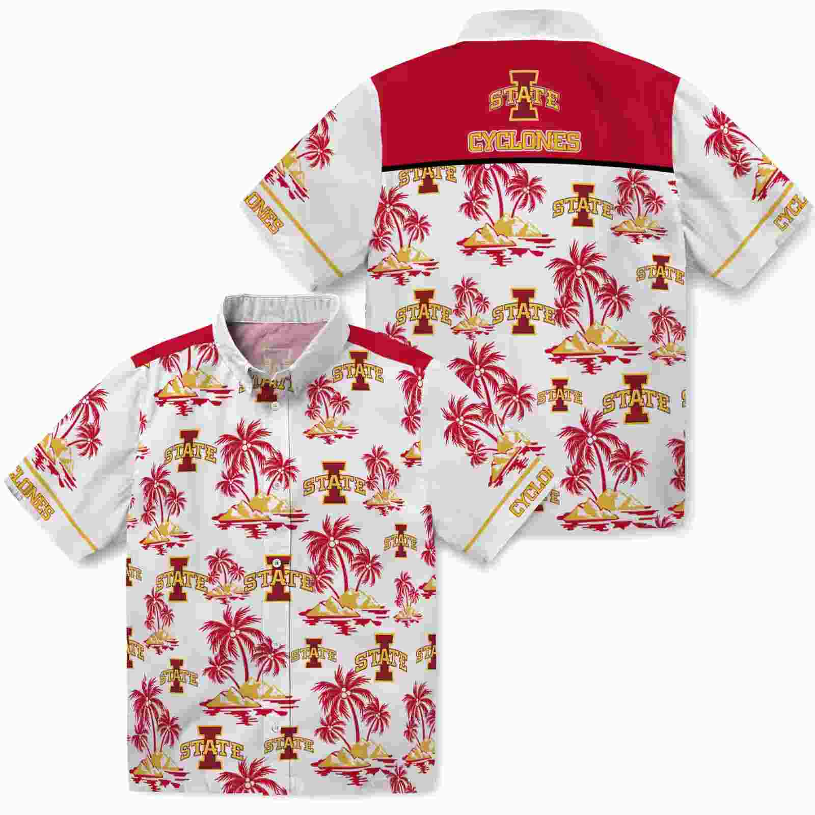 iowa state cyclones palm island print red white hawaiian shirt high quality