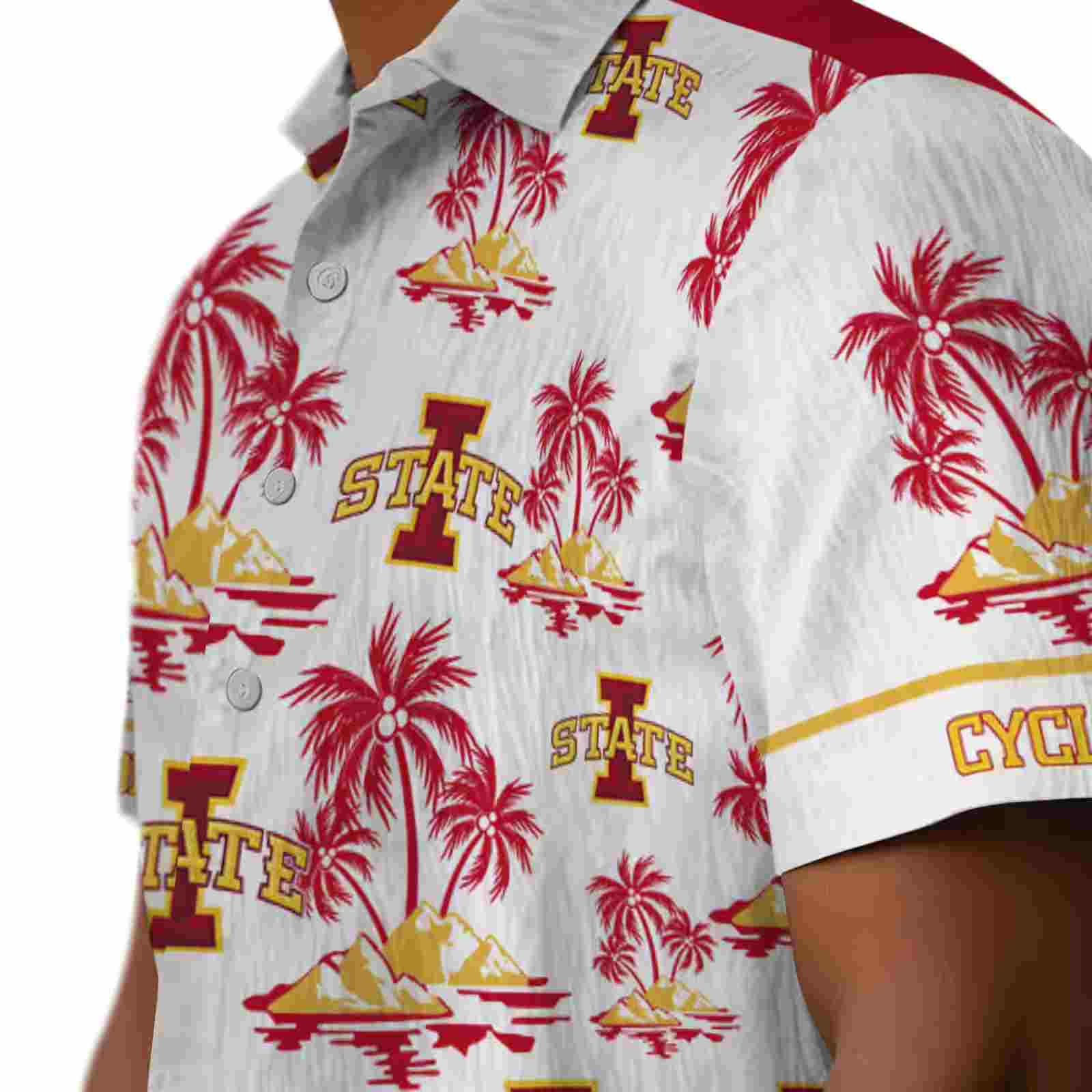 iowa state cyclones palm island print red white hawaiian shirt trendy