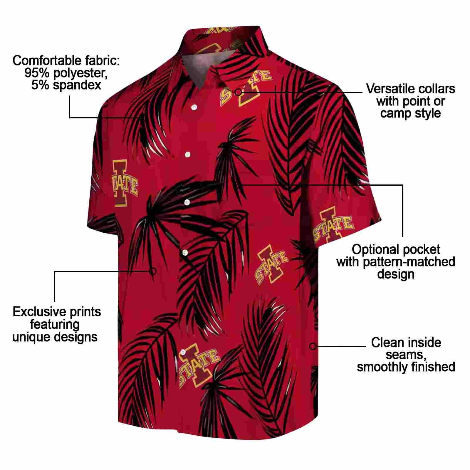 iowa state cyclones palm leaf red hawaiian shirt new arrival