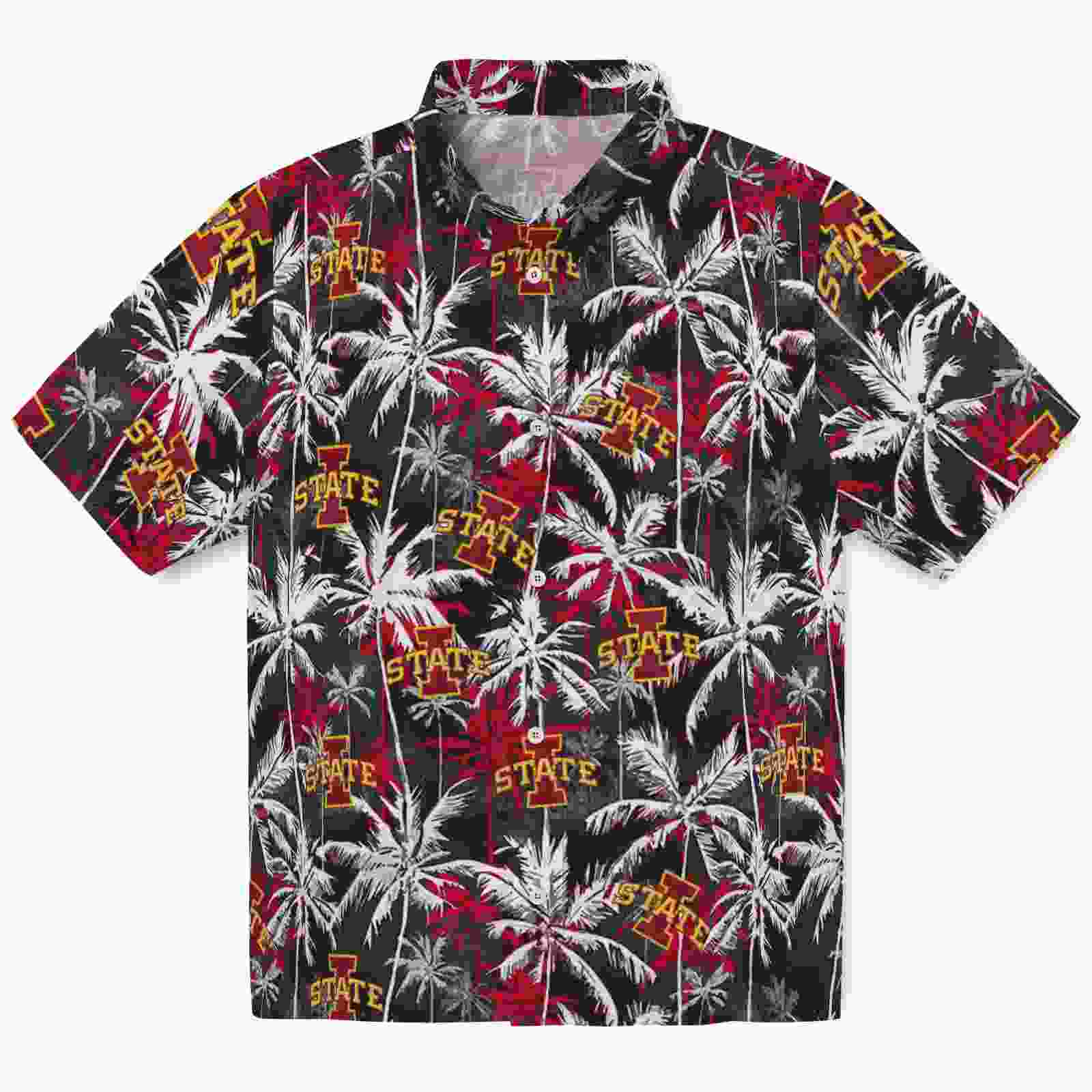 Iowa State Cyclones Palm Pattern Red Black Hawaiian Shirt