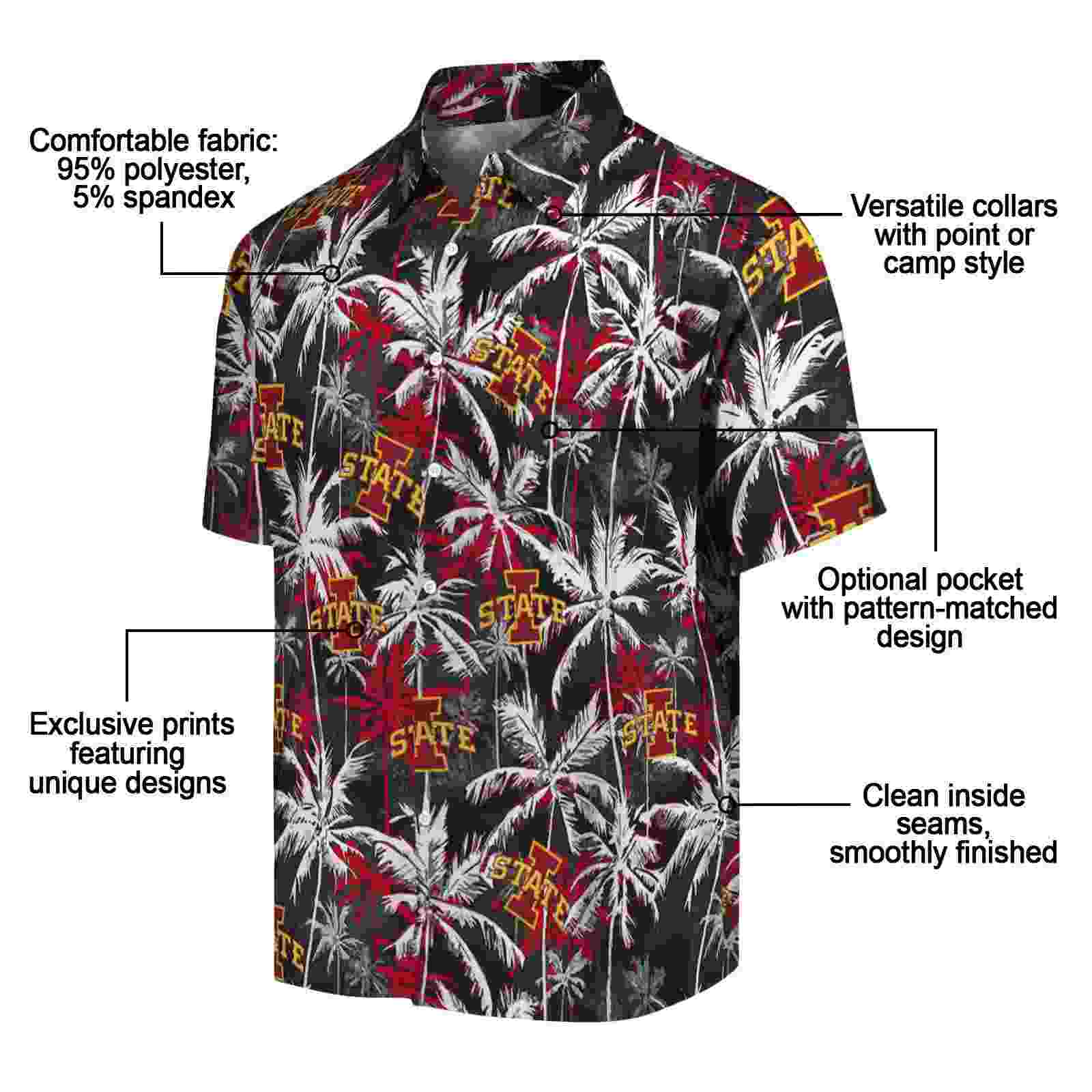 iowa state cyclones palm pattern red black hawaiian shirt new arrival