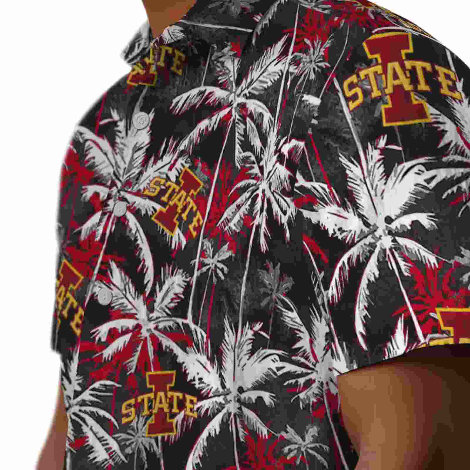 iowa state cyclones palm pattern red black hawaiian shirt trendy