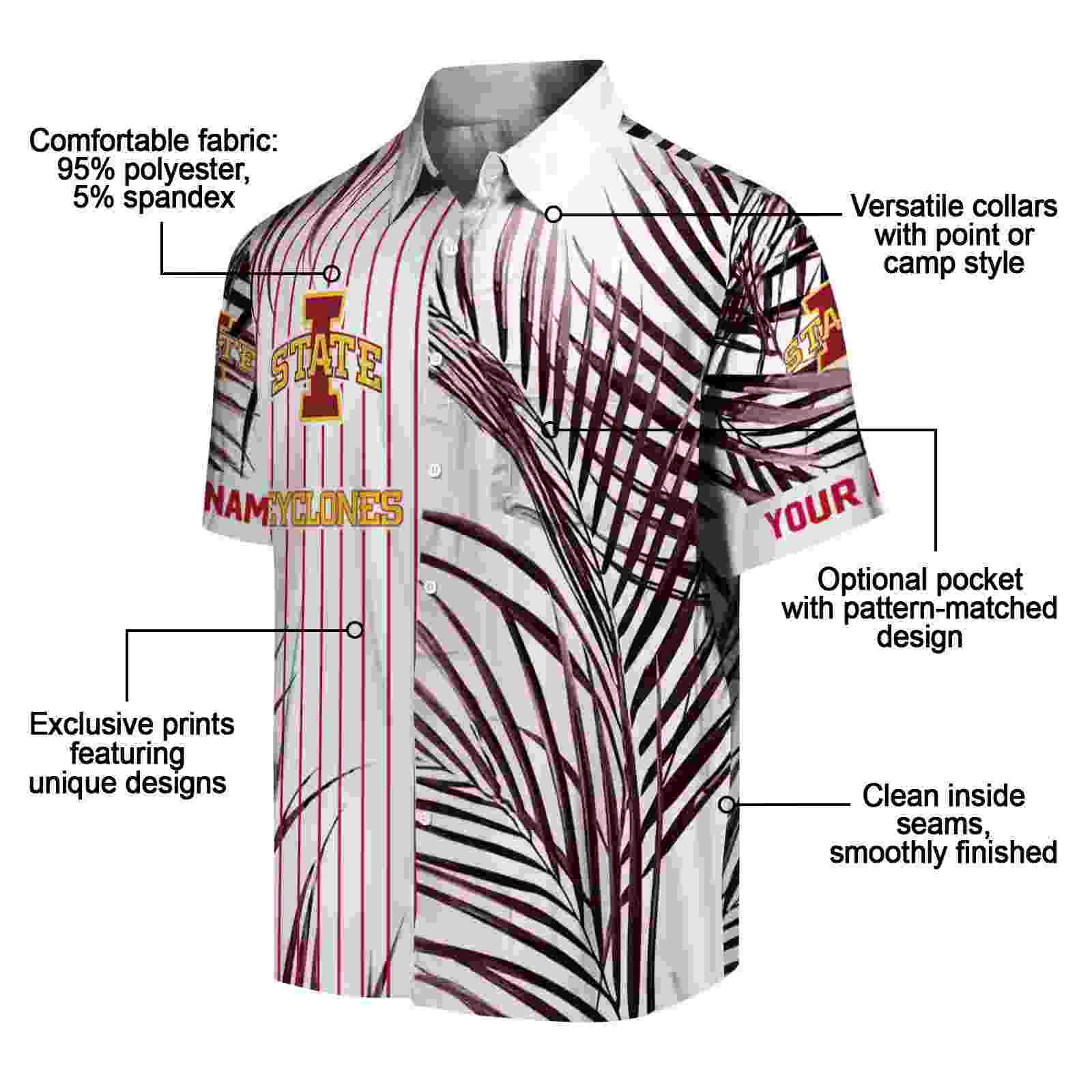 iowa state cyclones palm stripes red black white hawaiian shirt new arrival