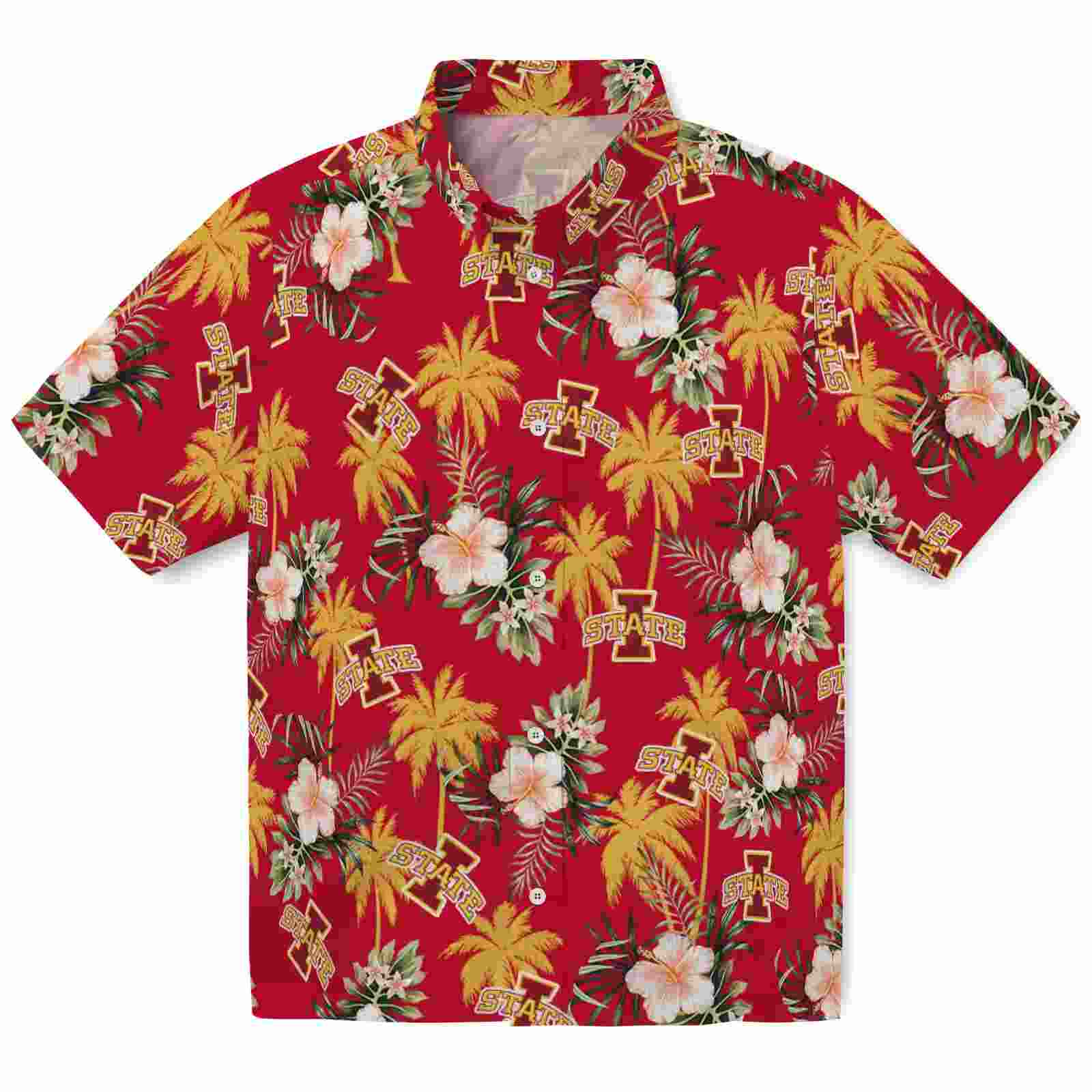 Iowa State Cyclones Palm Tree Flower Red Hawaiian Shirt