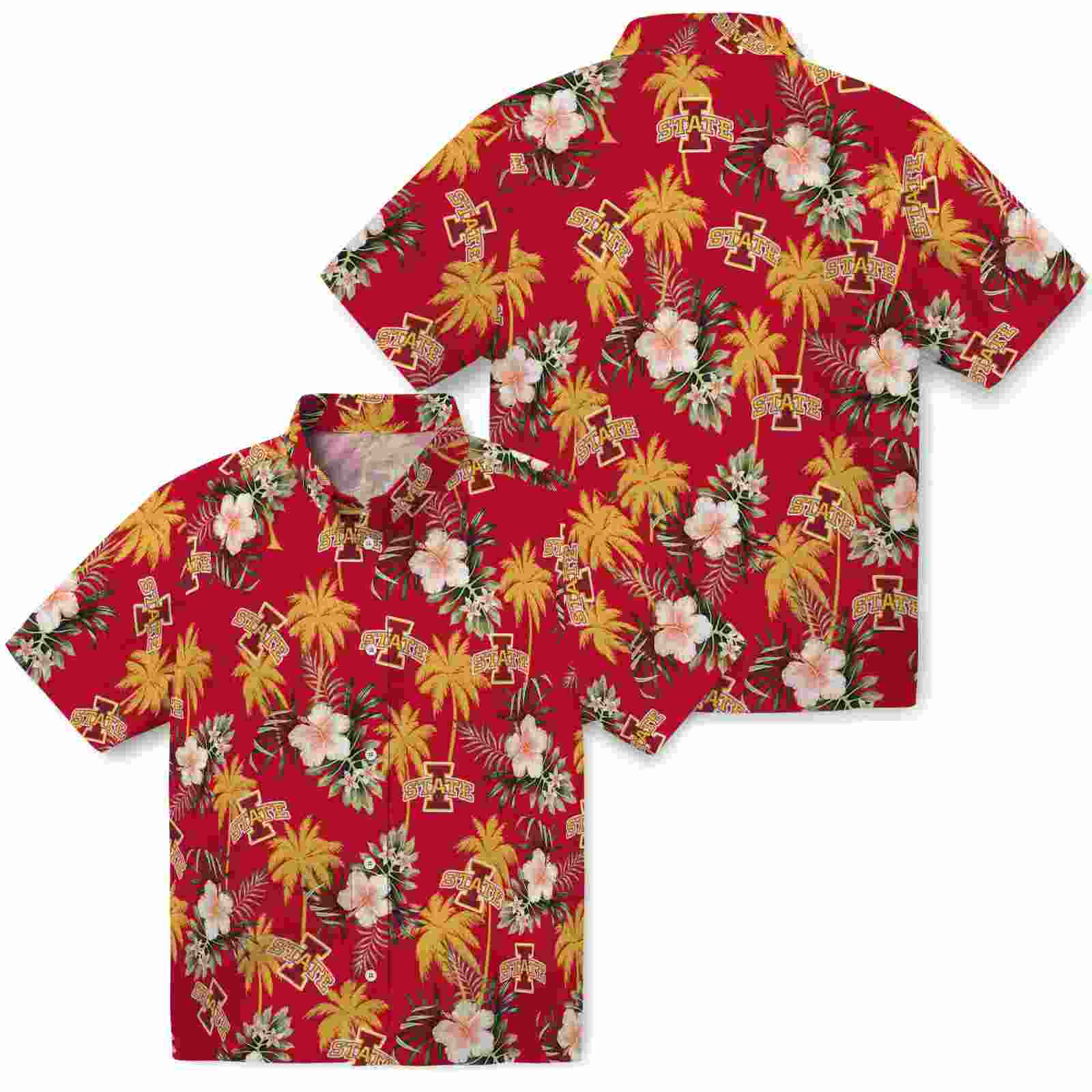 iowa state cyclones palm tree flower red hawaiian shirt high quality