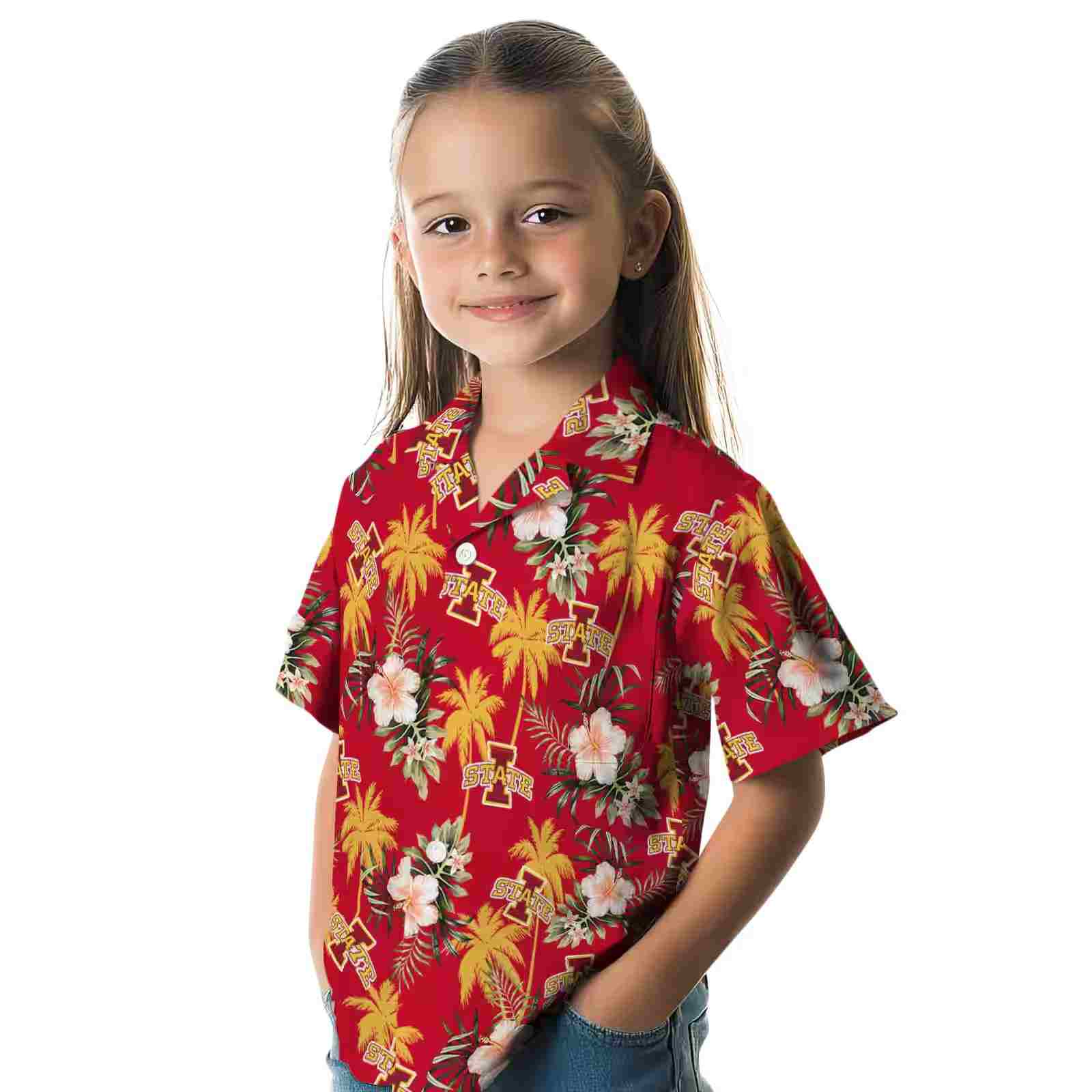 iowa state cyclones palm tree flower red hawaiian shirt premium grade