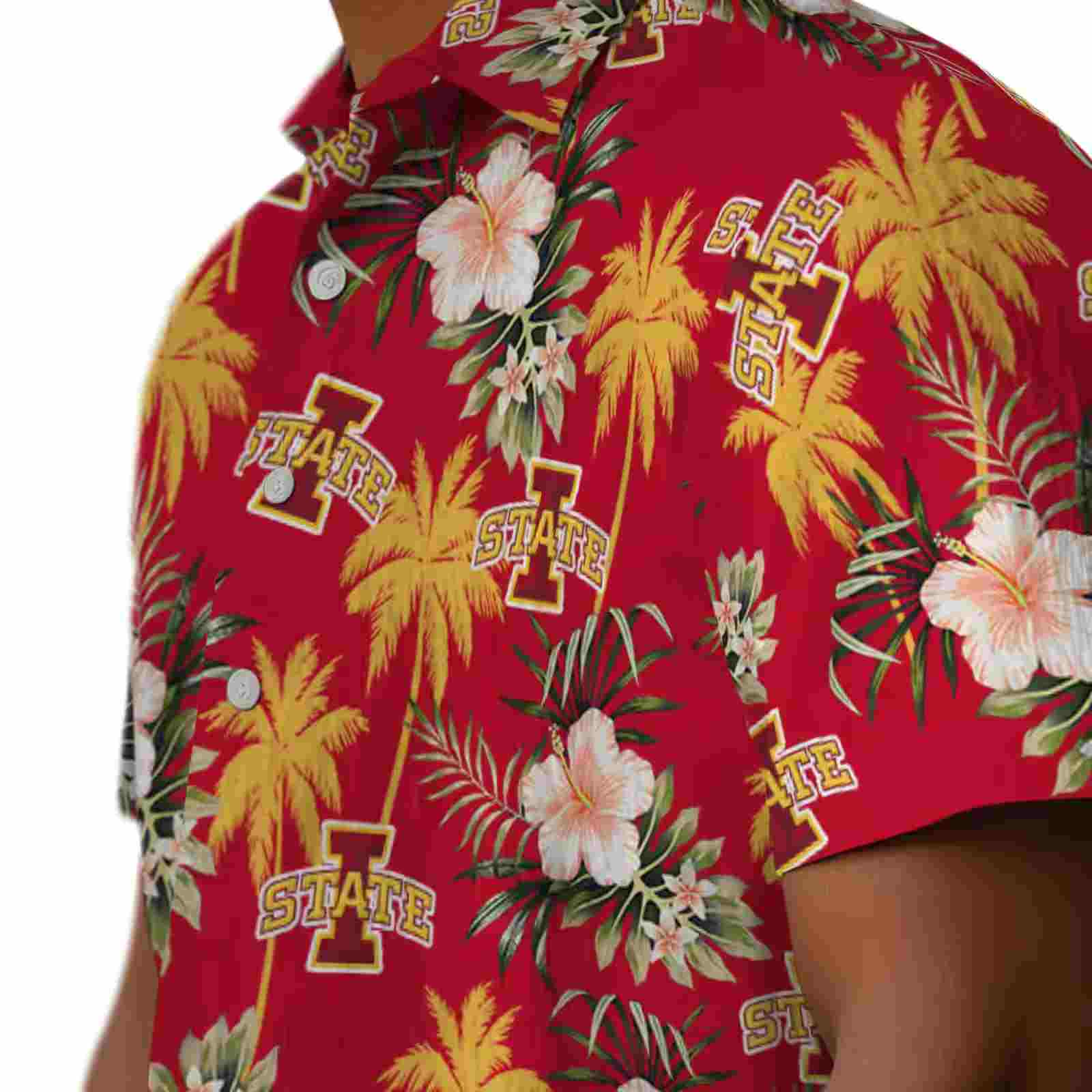 iowa state cyclones palm tree flower red hawaiian shirt trendy