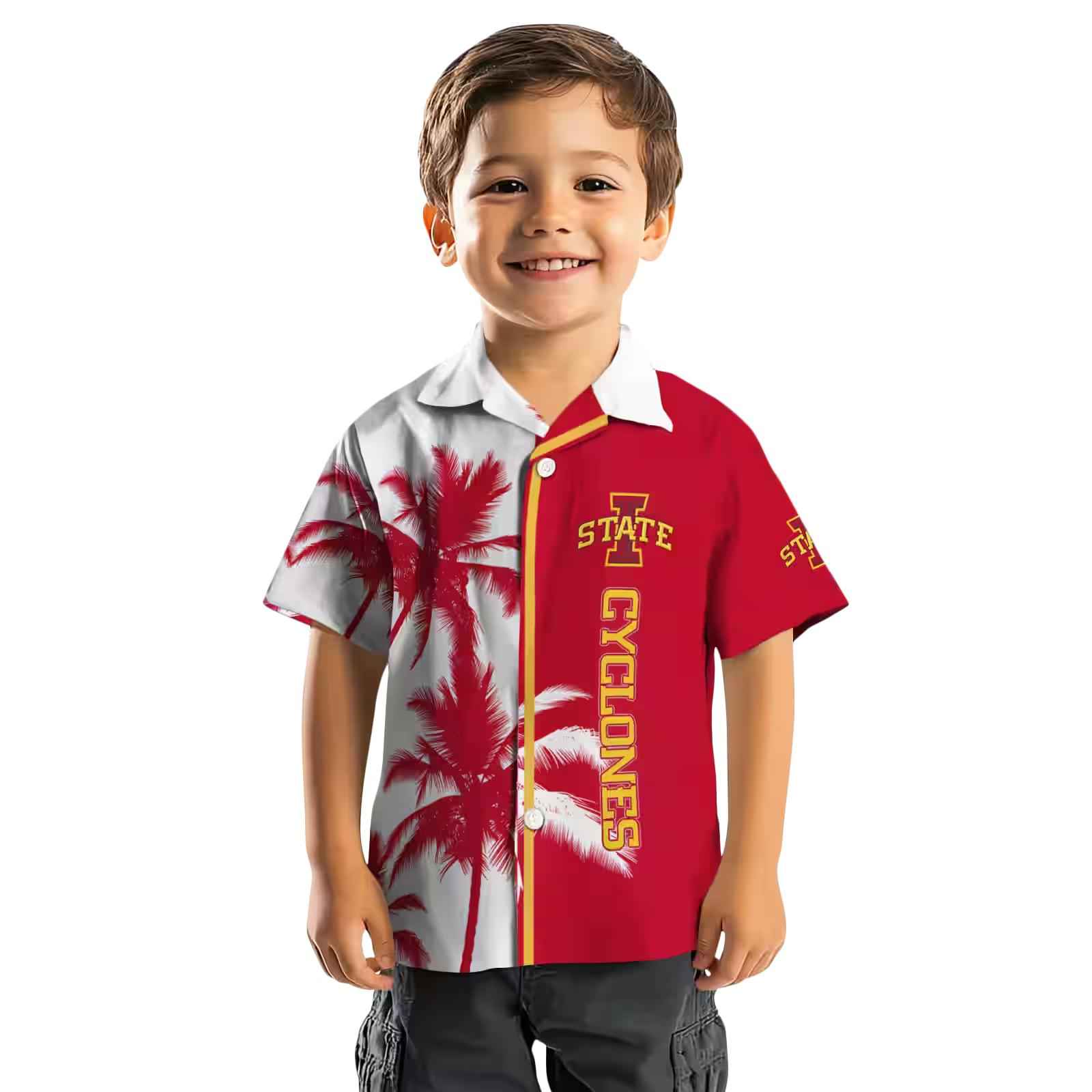 iowa state cyclones palm trees red white hawaiian shirt top rated