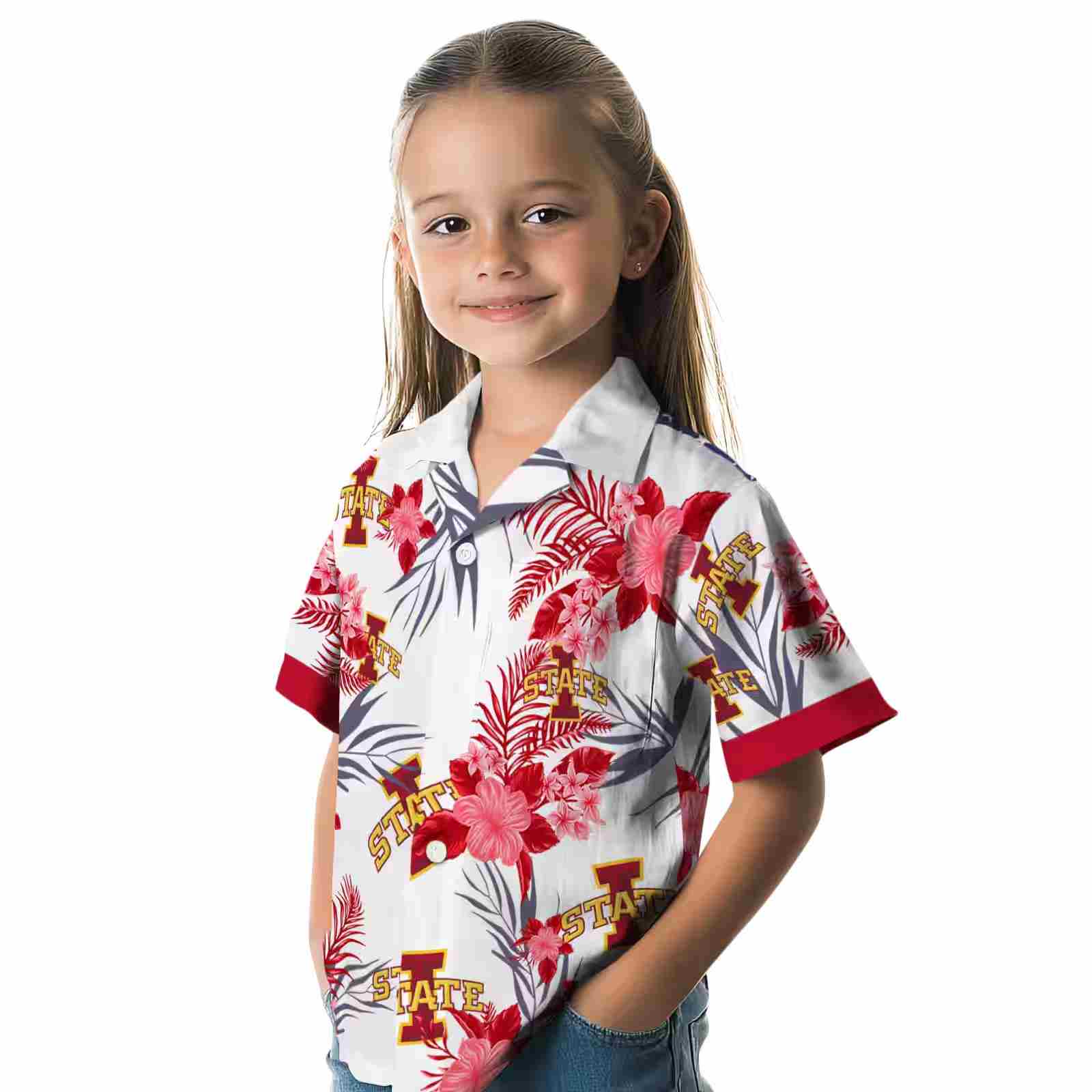 iowa state cyclones patriotic hibiscus design red white hawaiian shirt premium grade