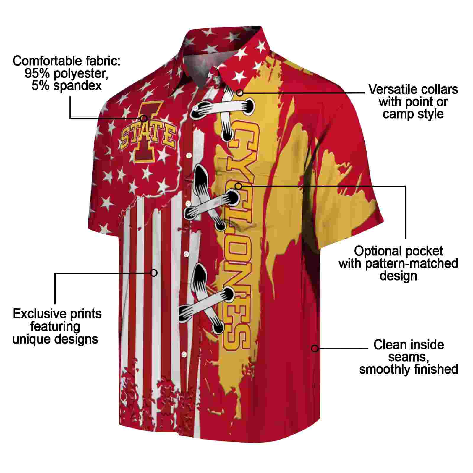 iowa state cyclones stitched flag red hawaiian shirt new arrival