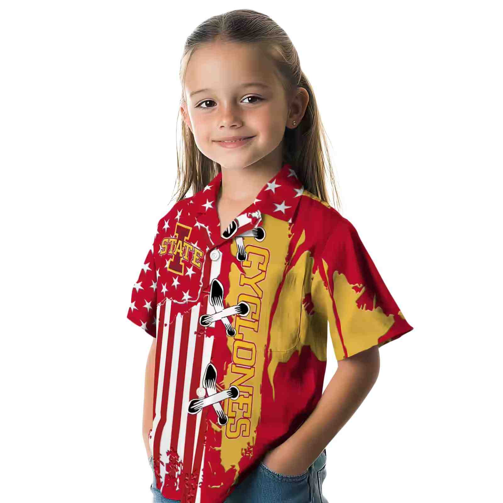 iowa state cyclones stitched flag red hawaiian shirt premium grade