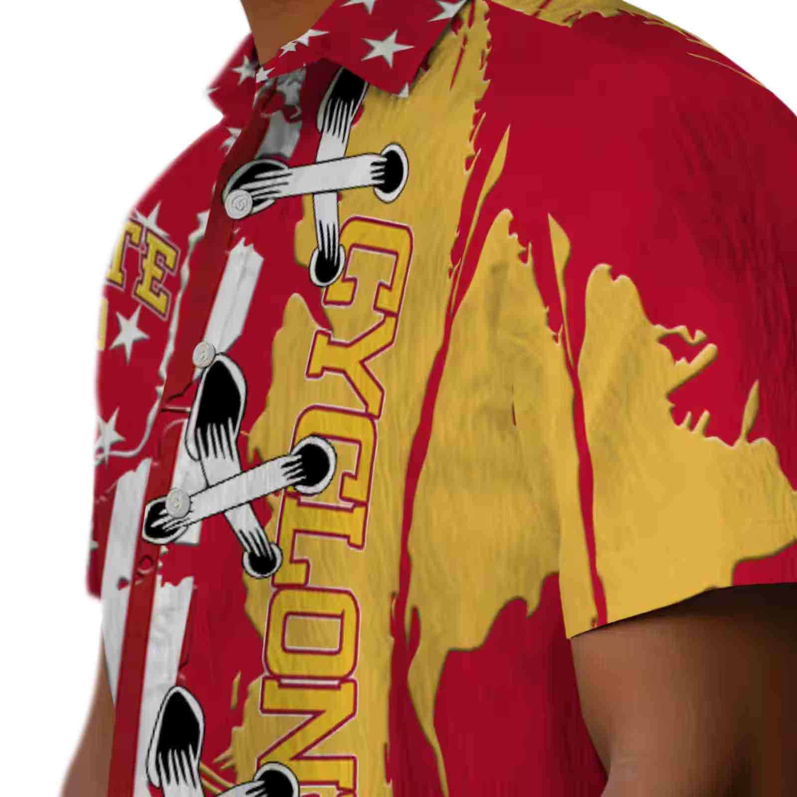 iowa state cyclones stitched flag red hawaiian shirt trendy