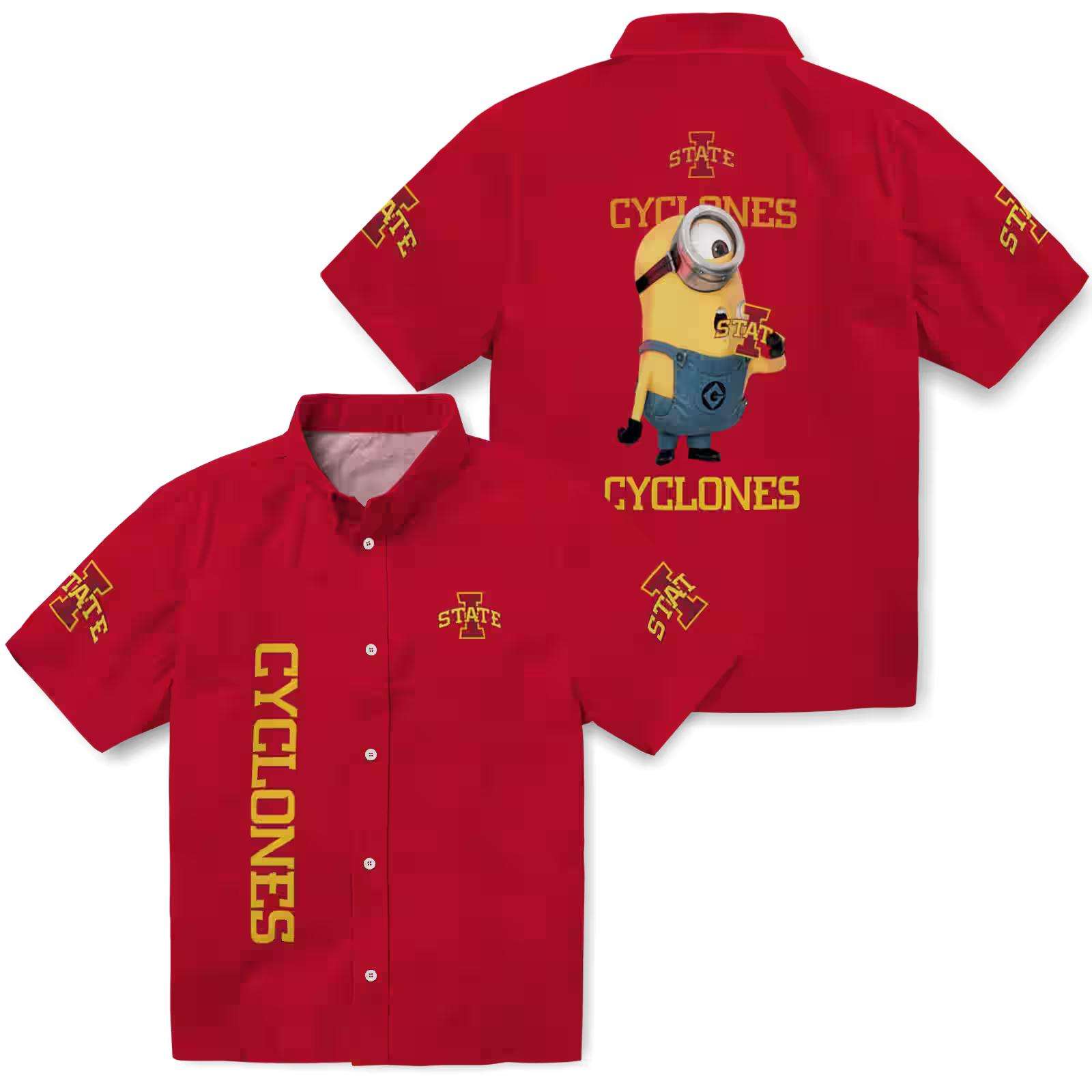 iowa state cyclones stuart minion red hawaiian shirt high quality