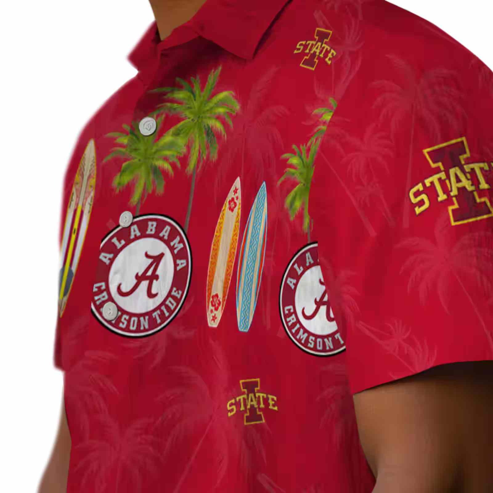 iowa state cyclones surfboard palm red hawaiian shirt trendy