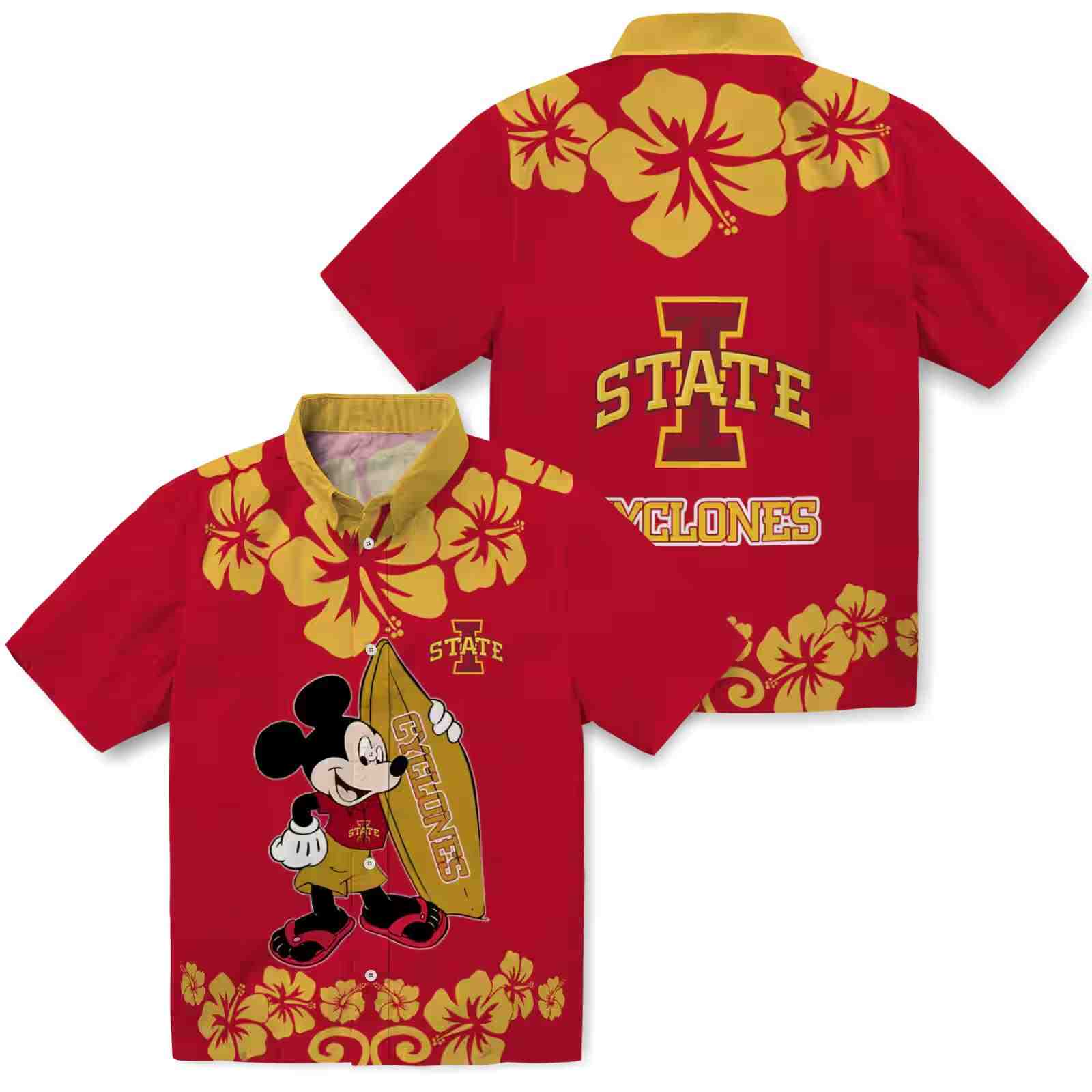 iowa state cyclones surfing mickey red hawaiian shirt high quality