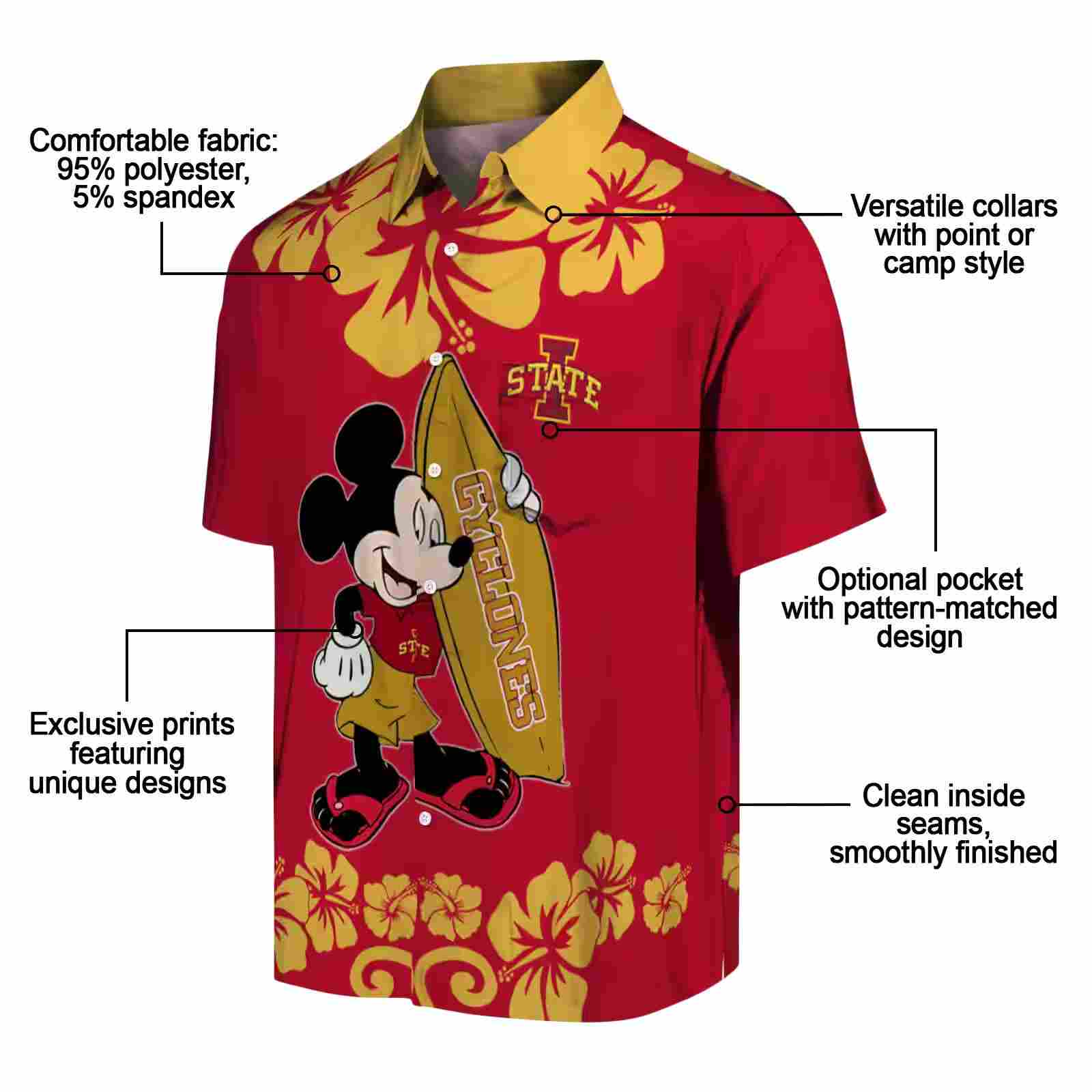 iowa state cyclones surfing mickey red hawaiian shirt new arrival