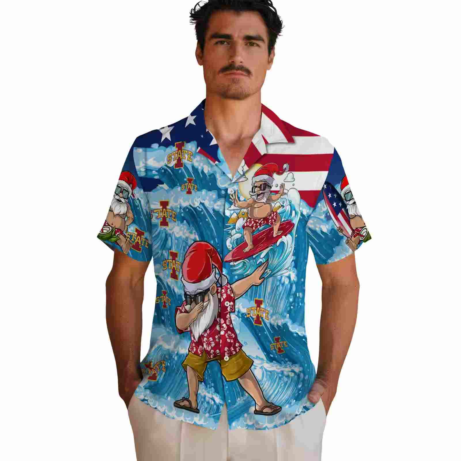 iowa state cyclones surfing santa blue hawaiian shirt fashion forward