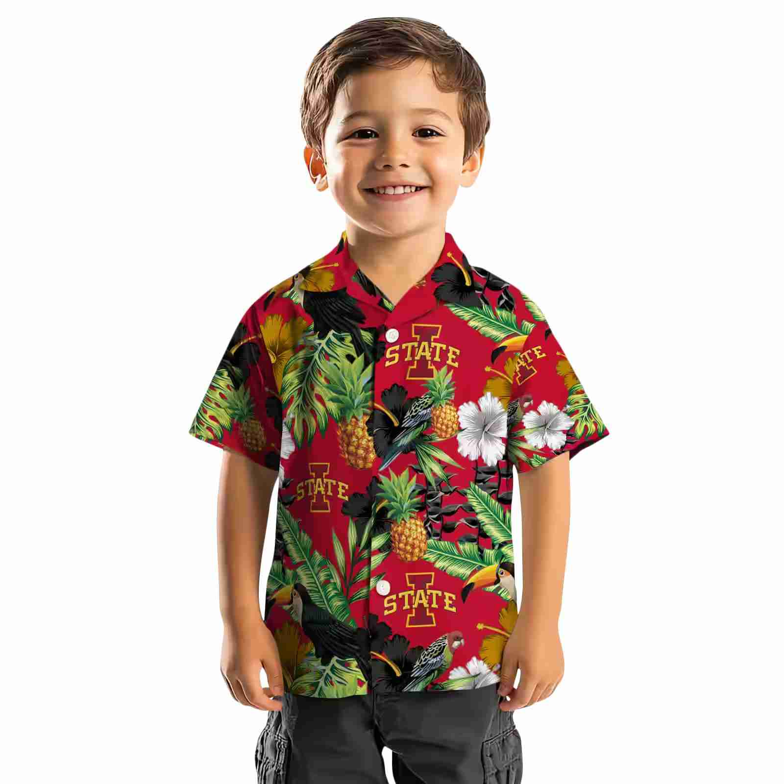 iowa state cyclones toucan hibiscus pineapple red green hawaiian shirt top rated