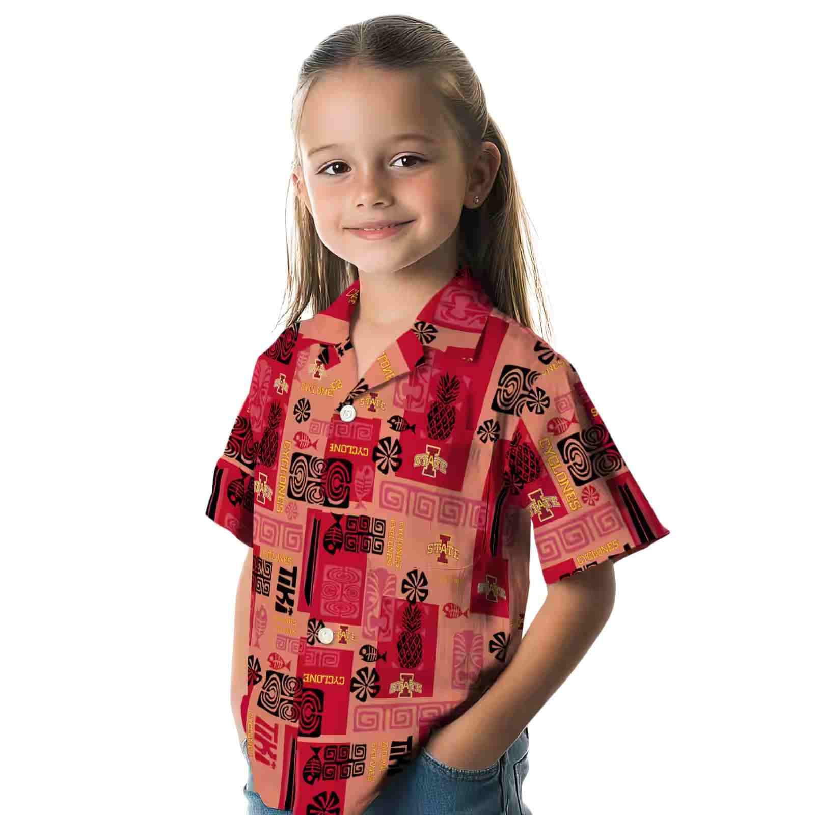 iowa state cyclones tribal symbols red hawaiian shirt premium grade