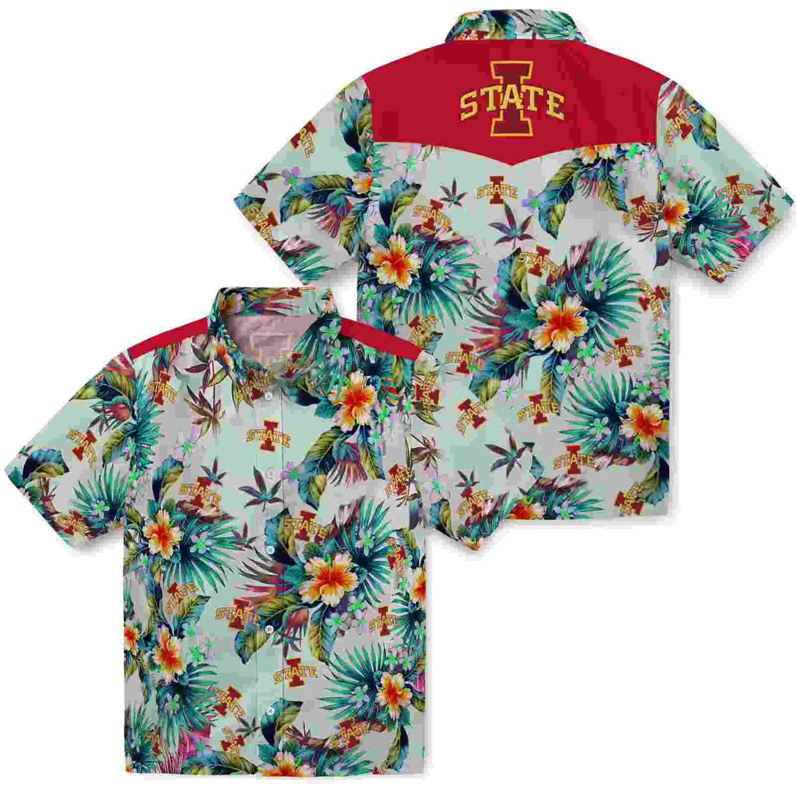 iowa state cyclones tropical foliage green hawaiian shirt high quality