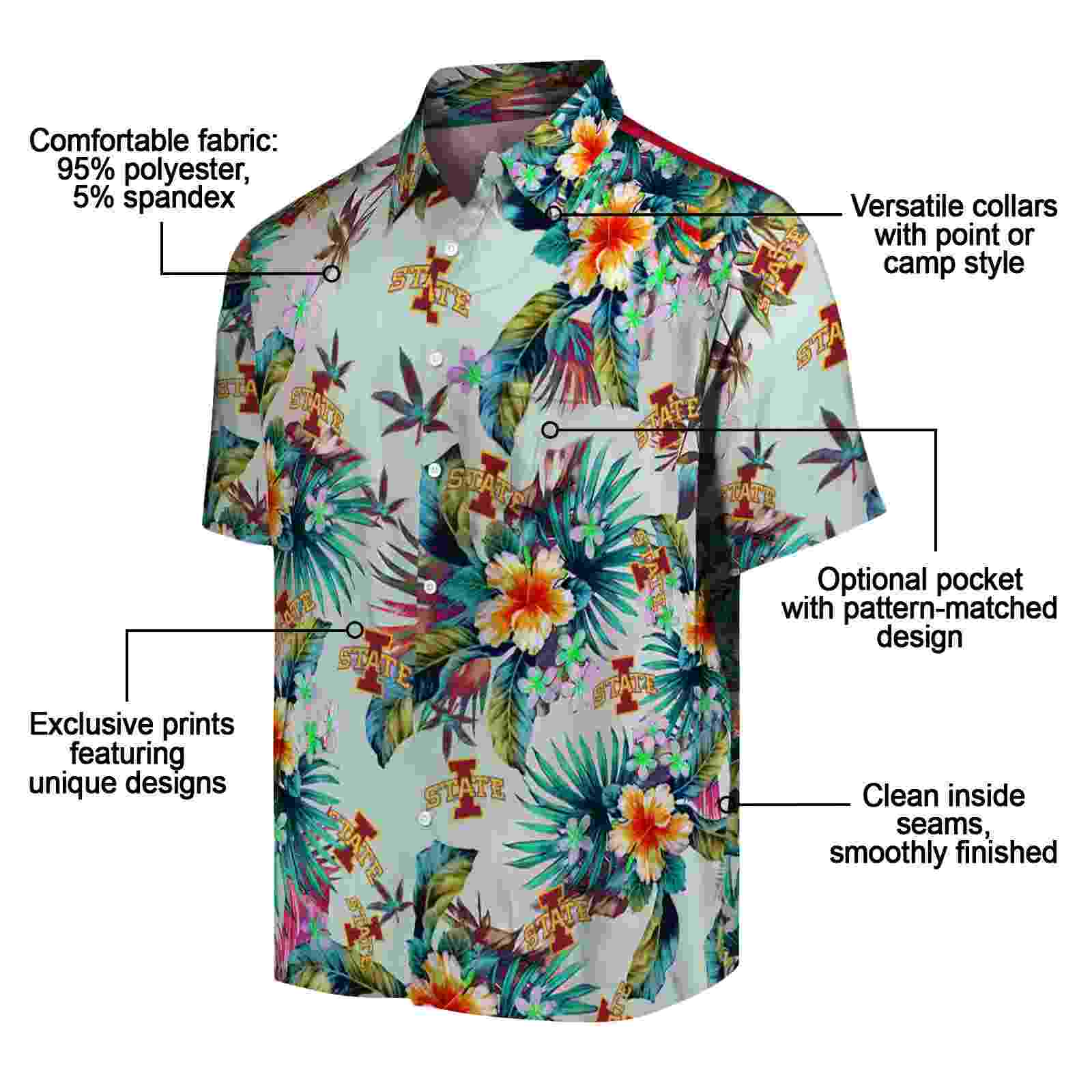 iowa state cyclones tropical foliage green hawaiian shirt new arrival