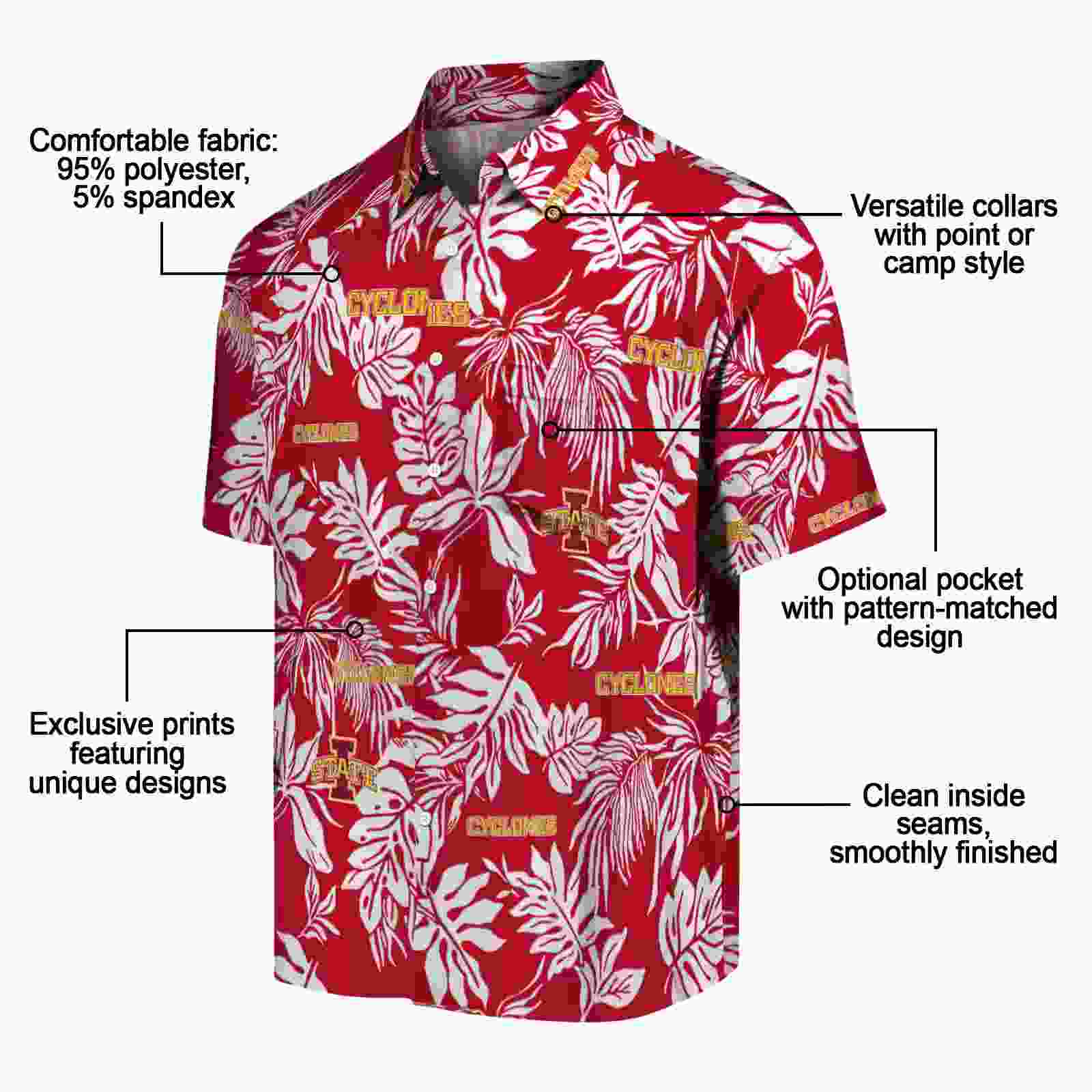 iowa state cyclones tropical leaf red white hawaiian shirt new arrival