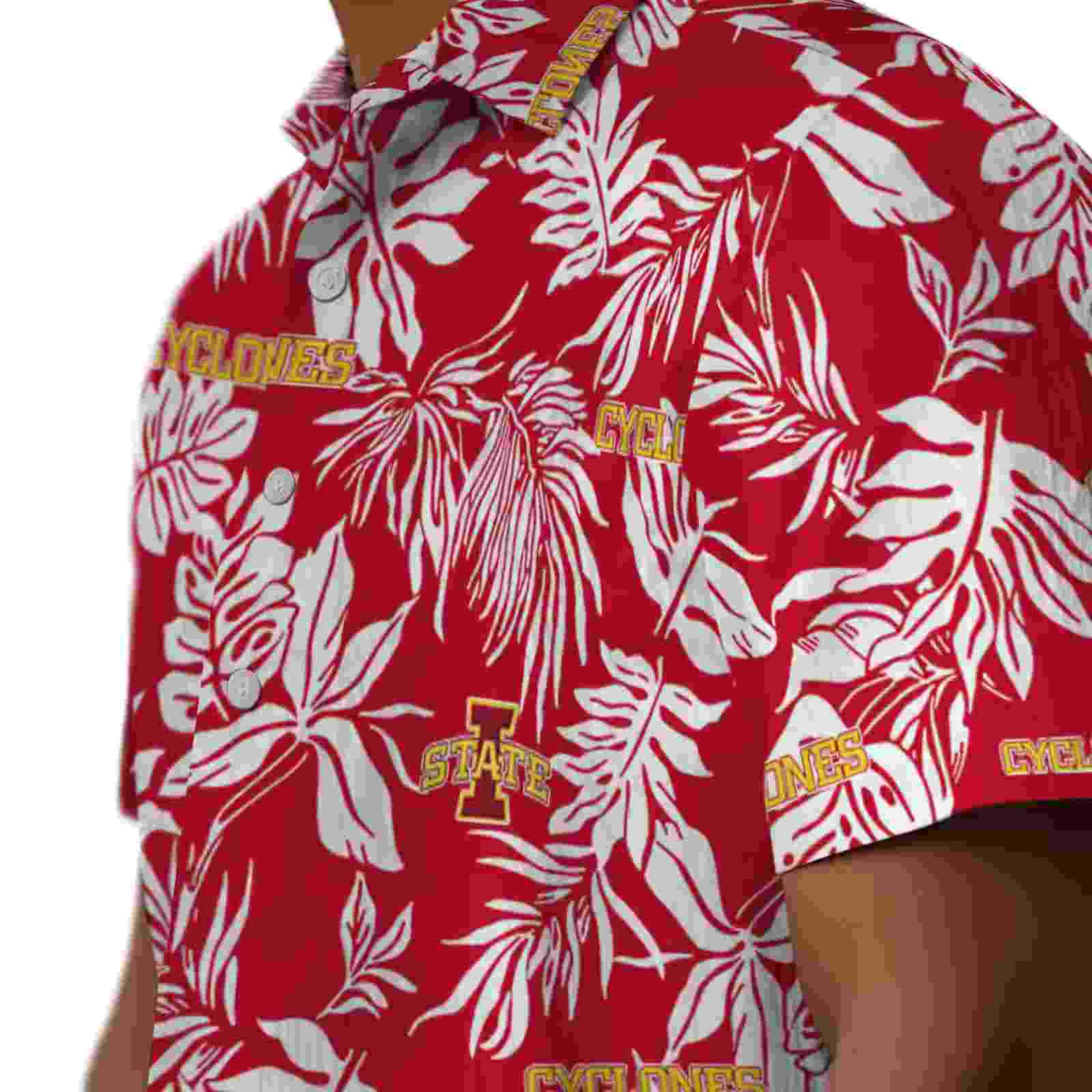 iowa state cyclones tropical leaf red white hawaiian shirt trendy