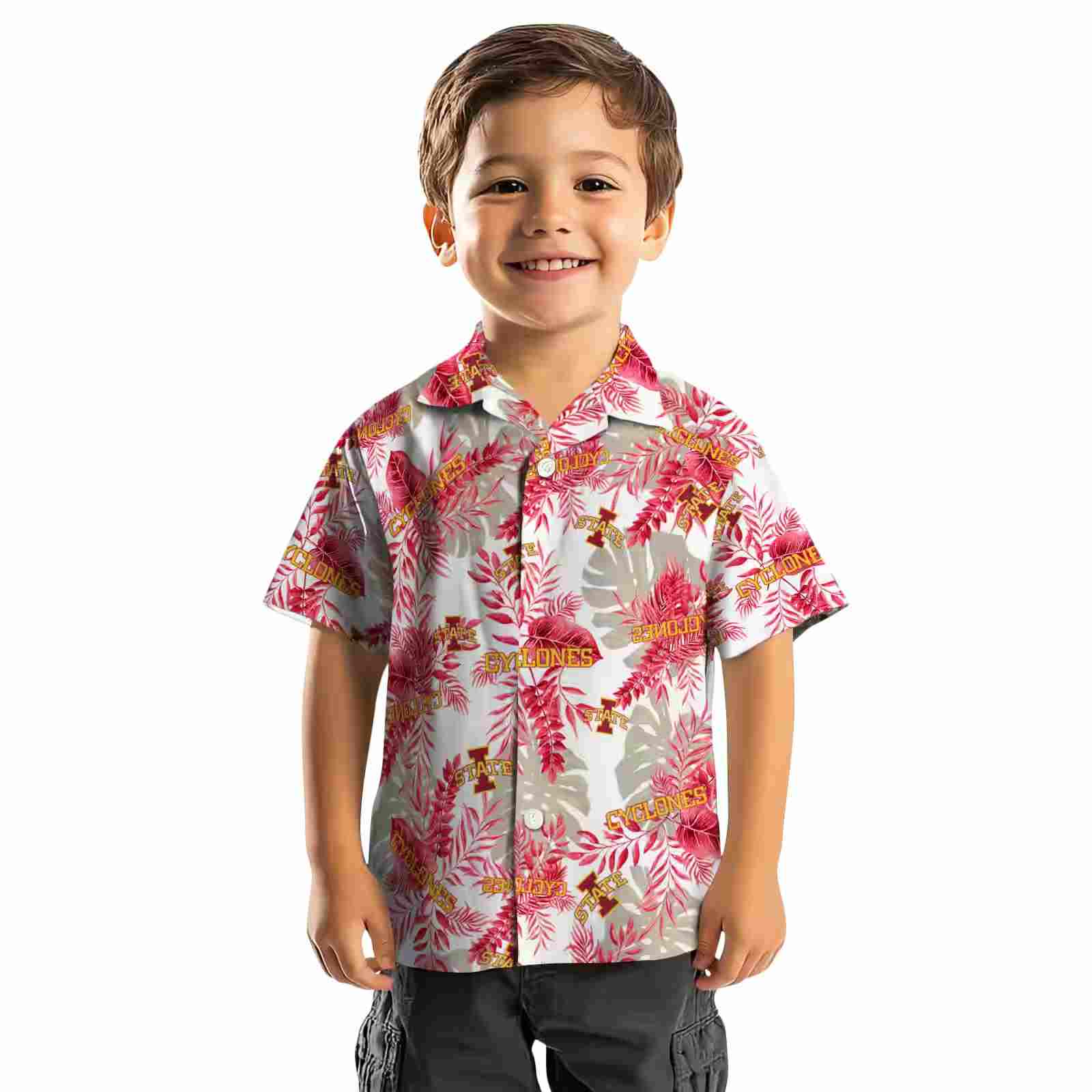 iowa state cyclones tropical leaves red white hawaiian shirt top rated