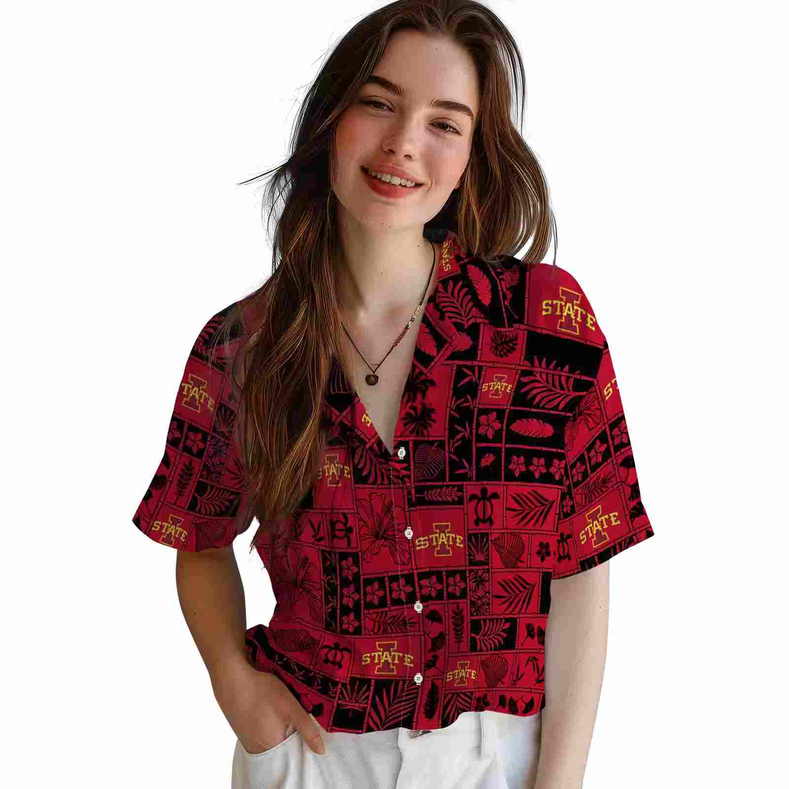 iowa state cyclones tropical patchwork red black hawaiian shirt latest model