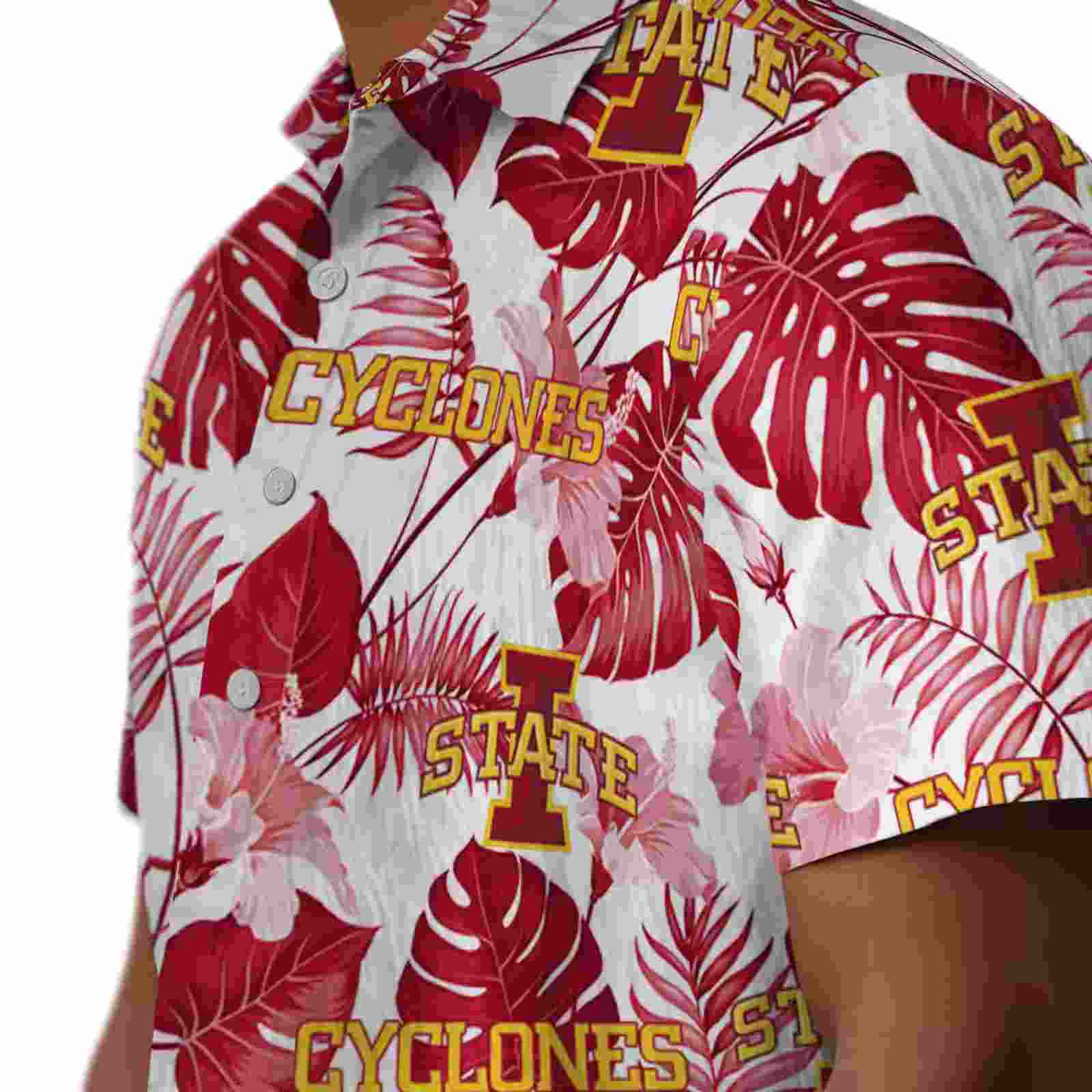 iowa state cyclones tropical plants red white hawaiian shirt trendy