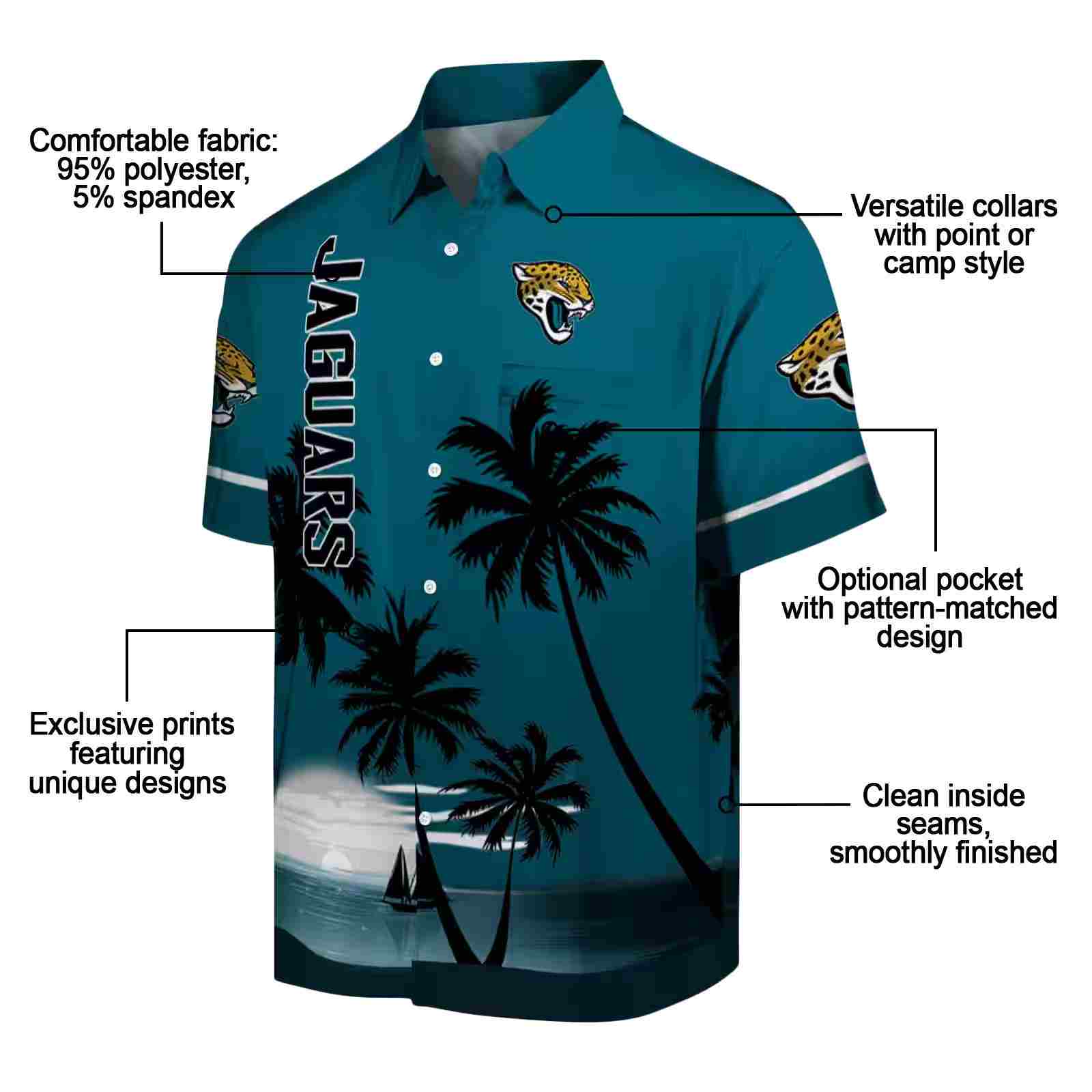 jacksonville jaguars beach sunset teal black hawaiian shirt new arrival