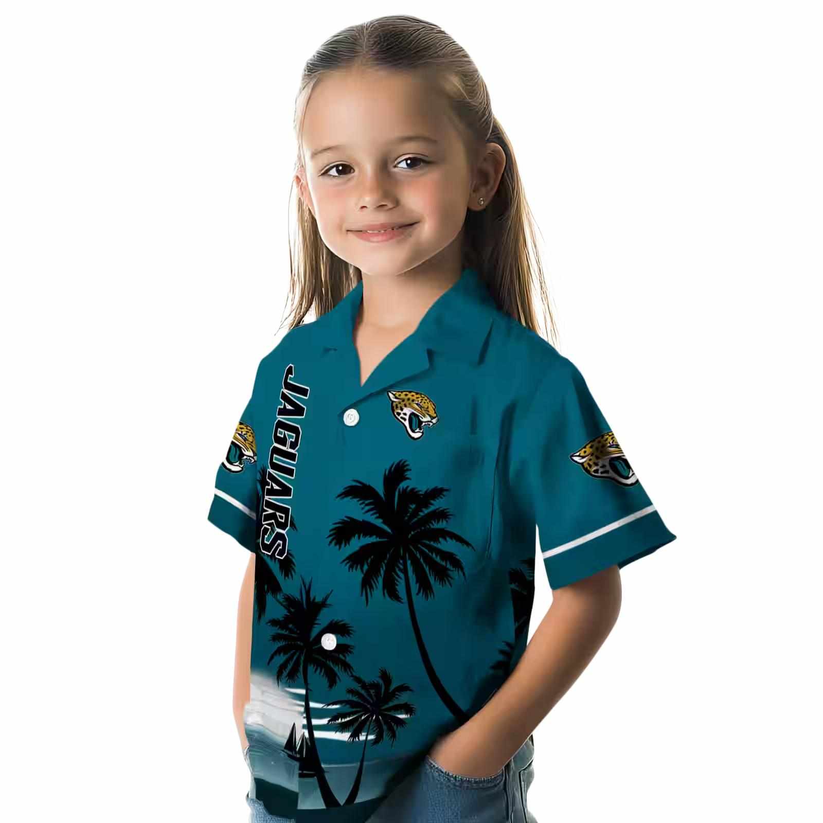 jacksonville jaguars beach sunset teal black hawaiian shirt premium grade